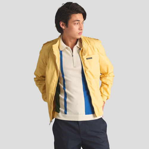 Men's Classic Iconic Racer Jacket (Slim Fit) Men's Iconic Jacket Members Only Soft Yellow Small 