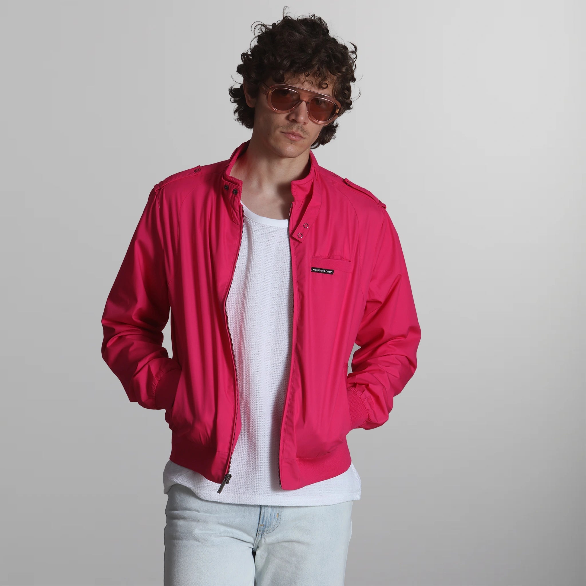 Men's Classic Iconic Racer Jacket Men's Iconic Jacket Members Only Hot Pink Small 