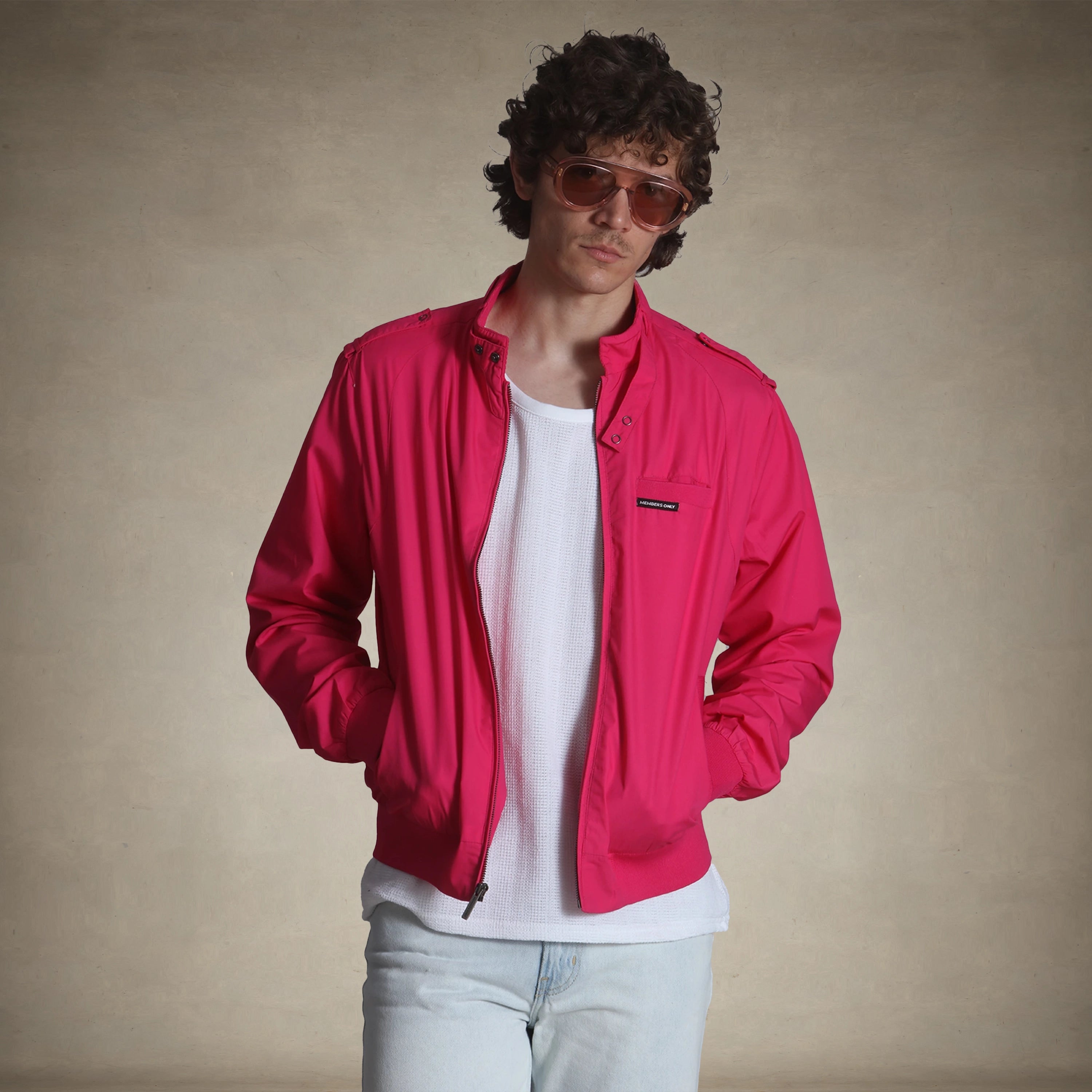 Men's Big & Tall Classic Iconic Racer Jacket Unisex Members Only® Hot Pink 3X-Large 