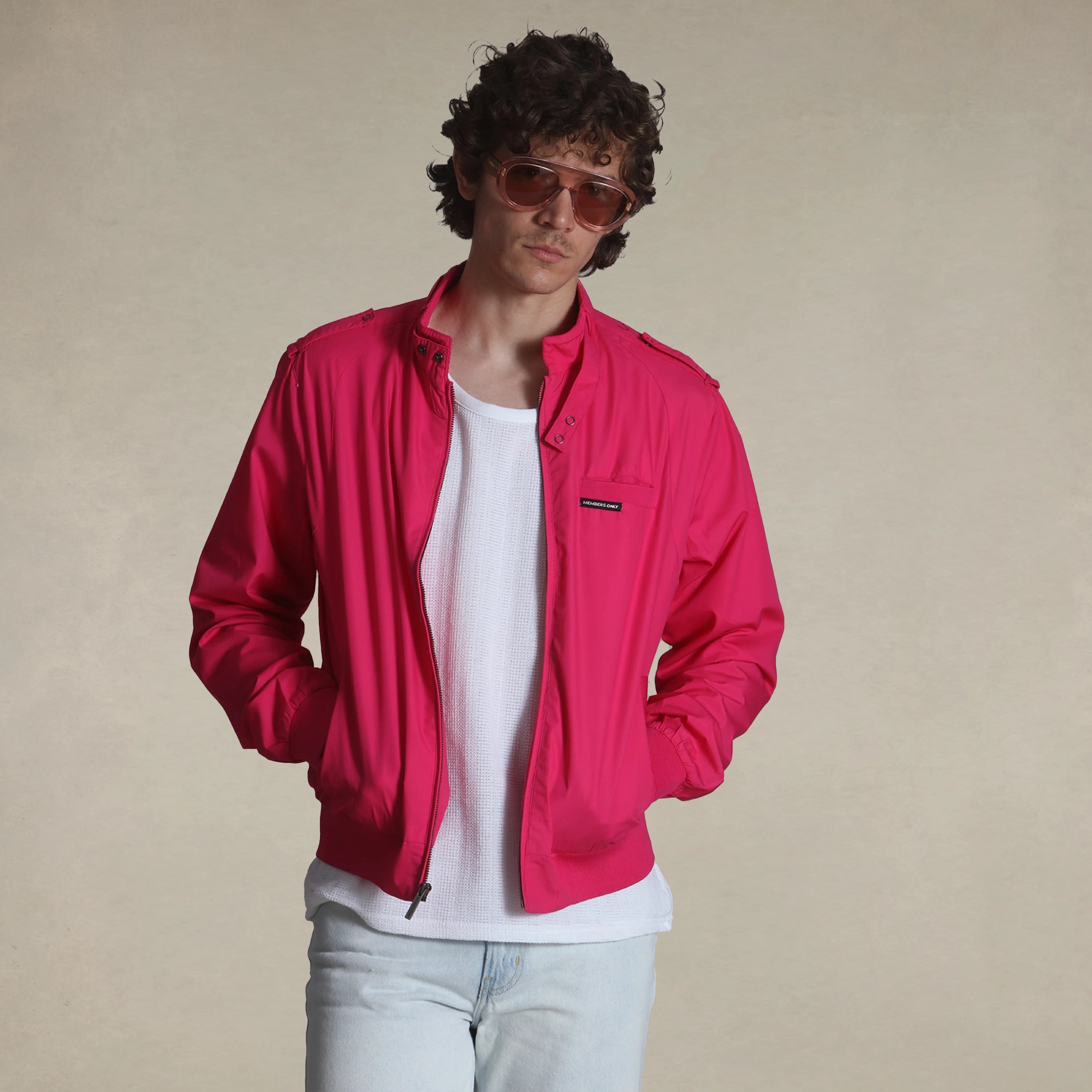 Men's Classic Iconic Racer Jacket Men's Iconic Jacket Members Only Hot Pink X-Small 