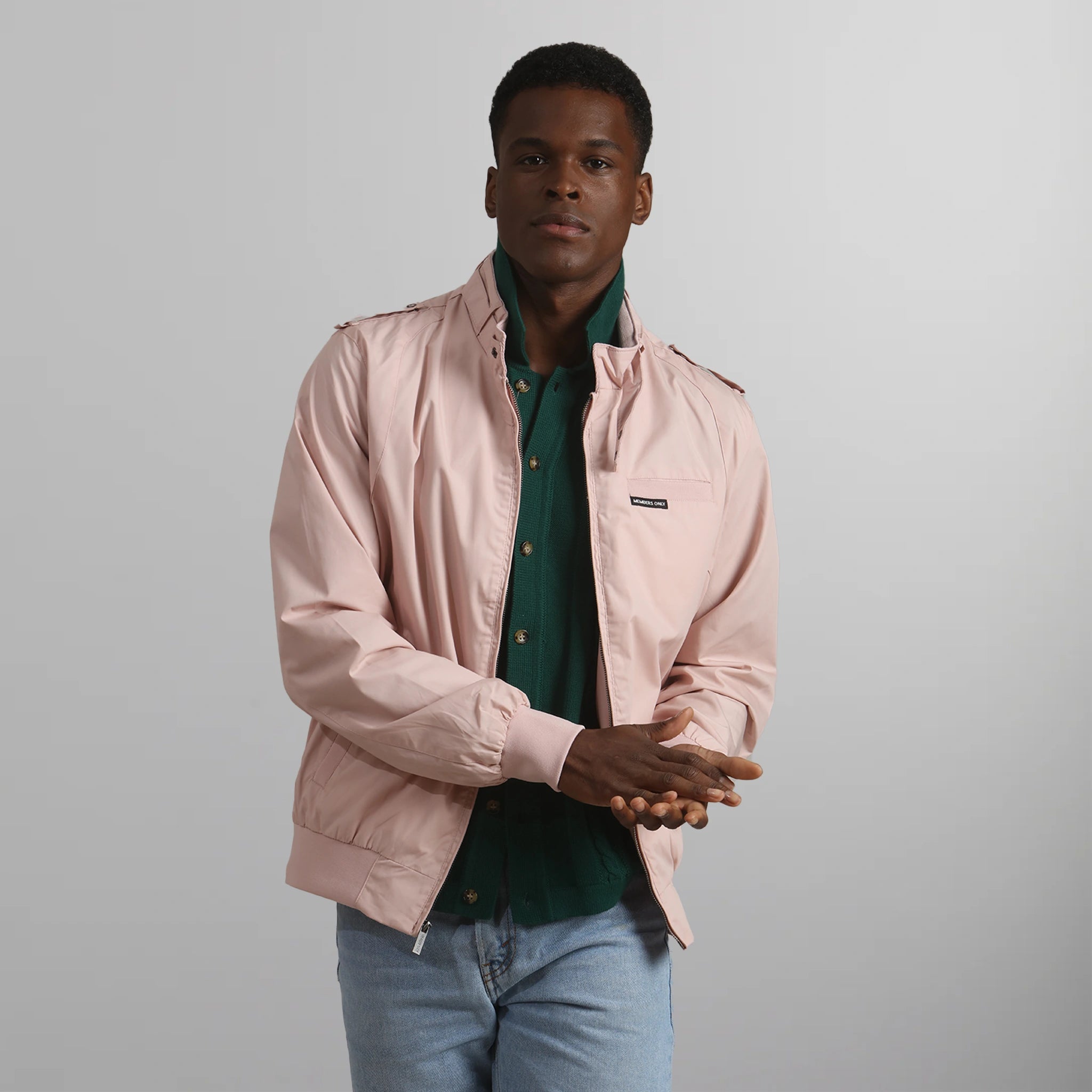 Men's Classic Iconic Racer Jacket Men's Iconic Jacket Members Only Light Pink Small 