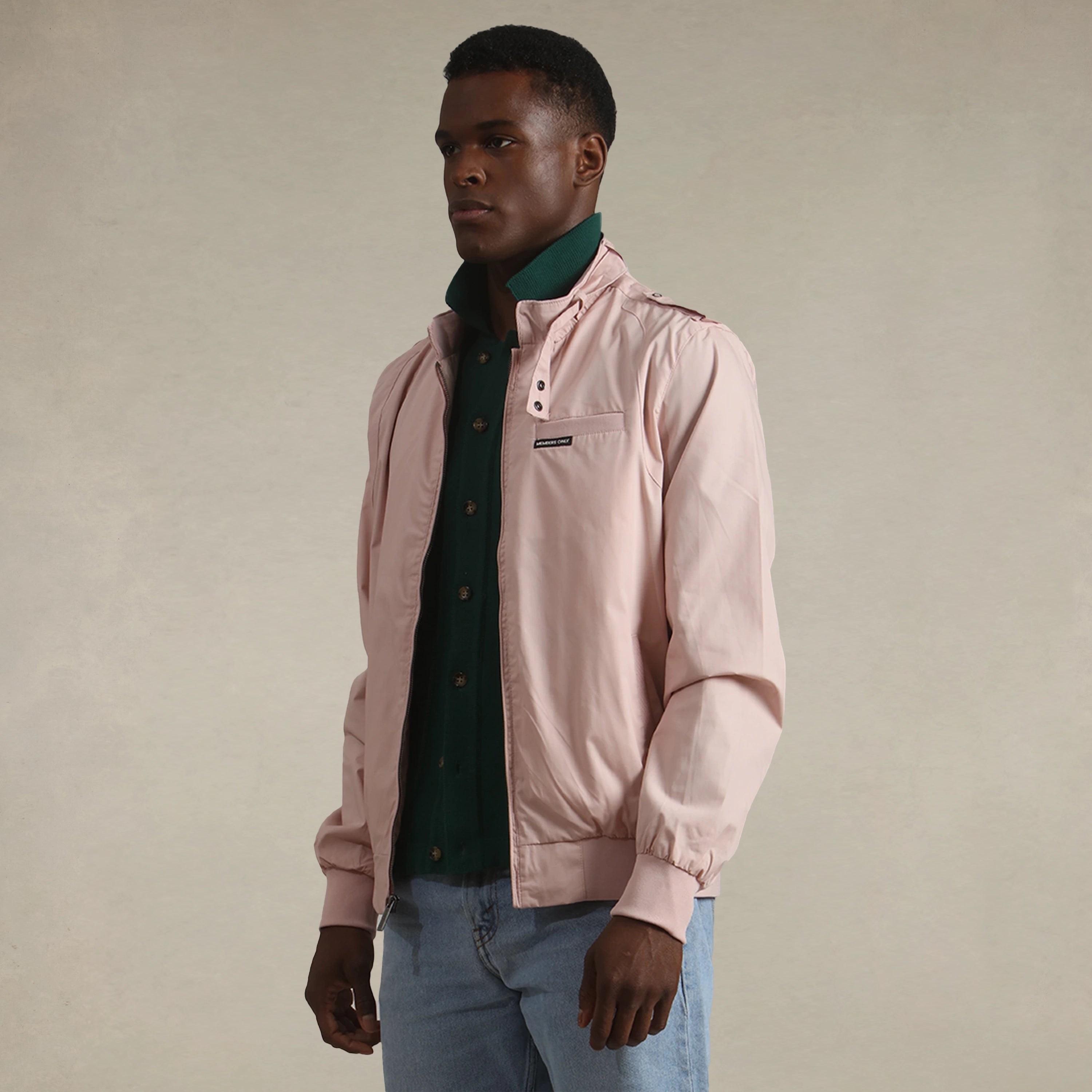 Men's Classic Iconic Racer Jacket Men's Iconic Jacket Members Only Light Pink Small 