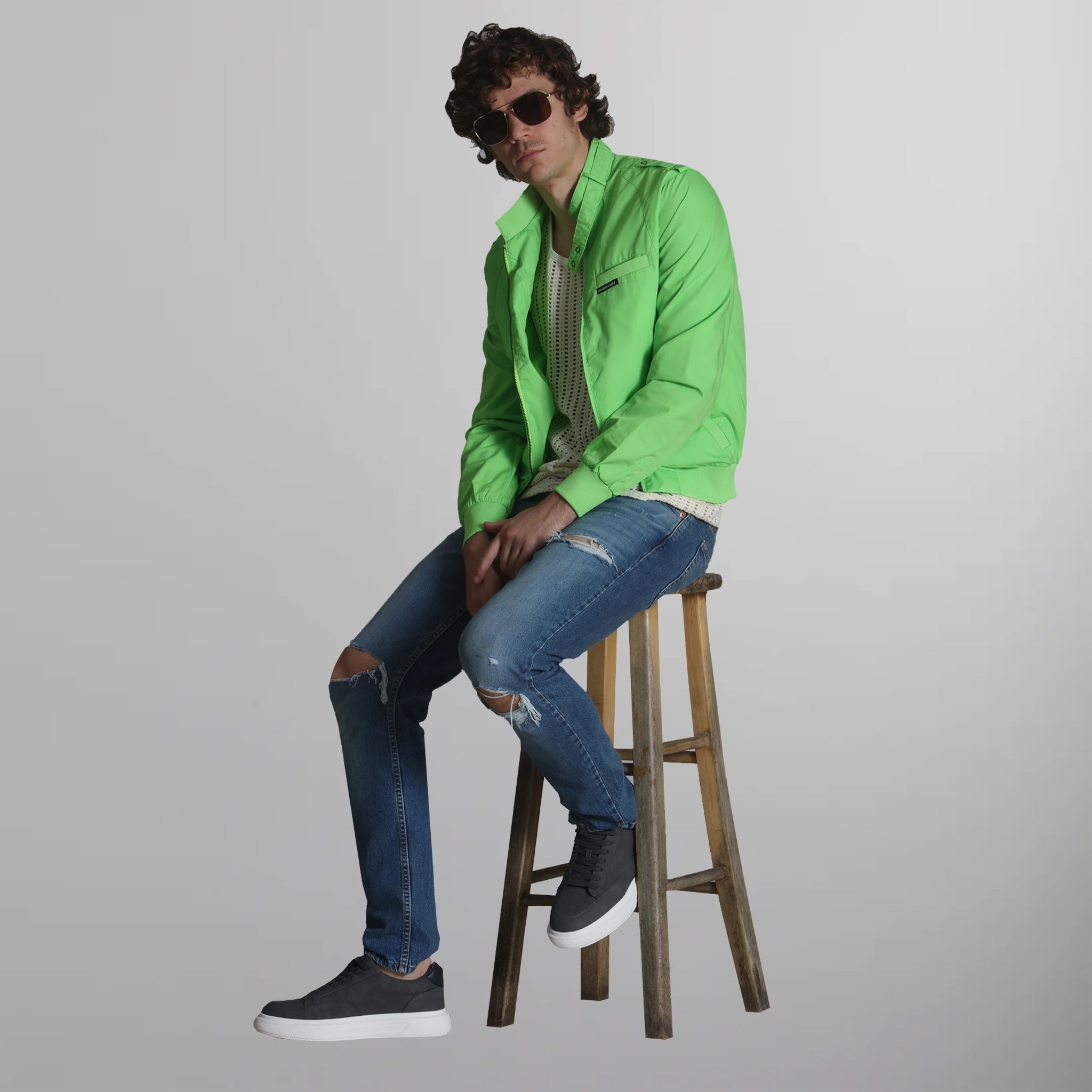 Men's Classic Iconic Racer Jacket Men's Iconic Jacket Members Only Lime Green Small 