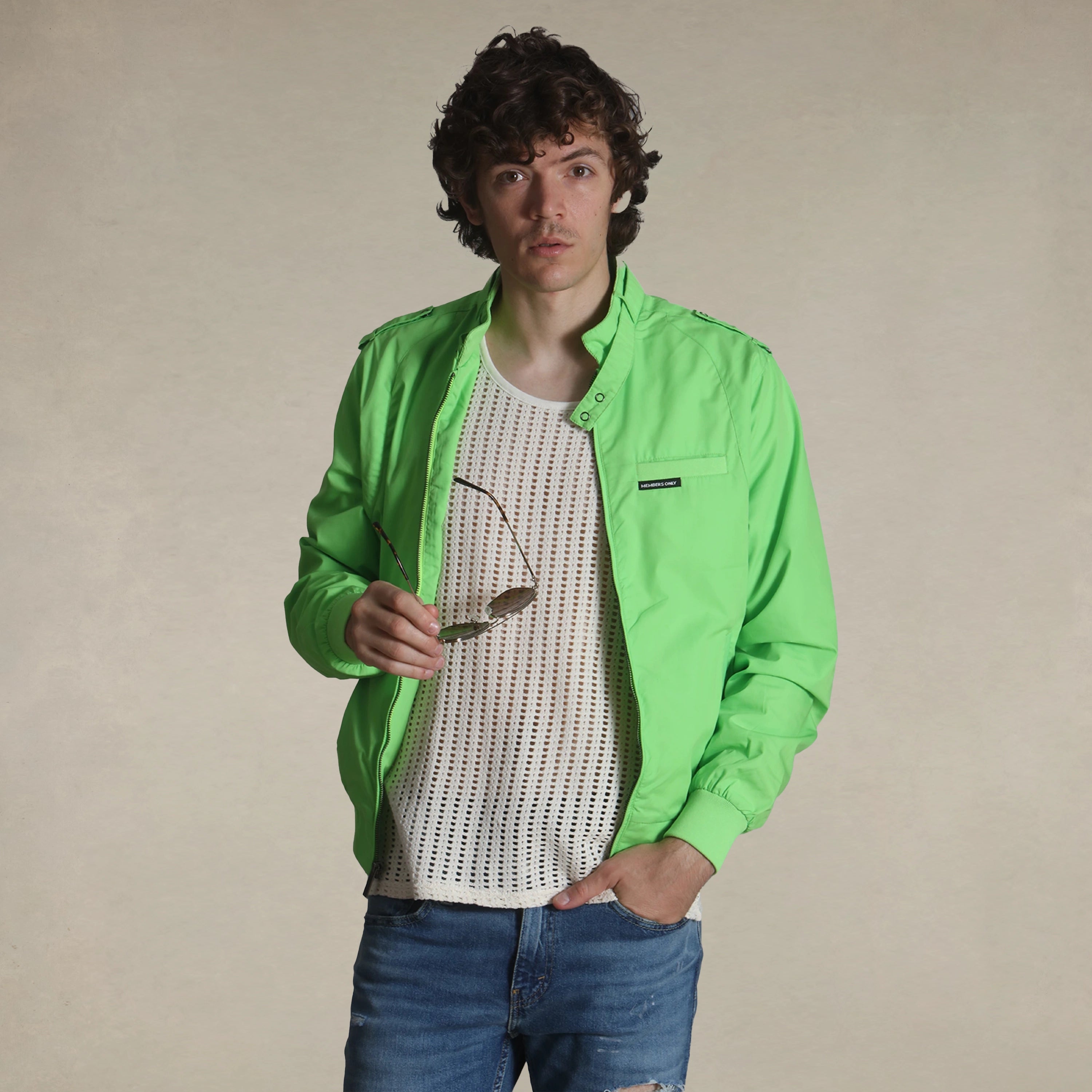 Men's Classic Iconic Racer Jacket Men's Iconic Jacket Members Only Lime Green X-Small 