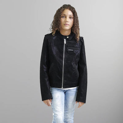 Girl's Iconic Moto Faux Suede Jacket - FINAL SALE Girl's Jacket Members Only Black 4 