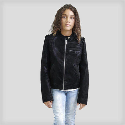 Girl's Iconic Moto Faux Suede Jacket - FINAL SALE Girl's Jacket Members Only Black 4 