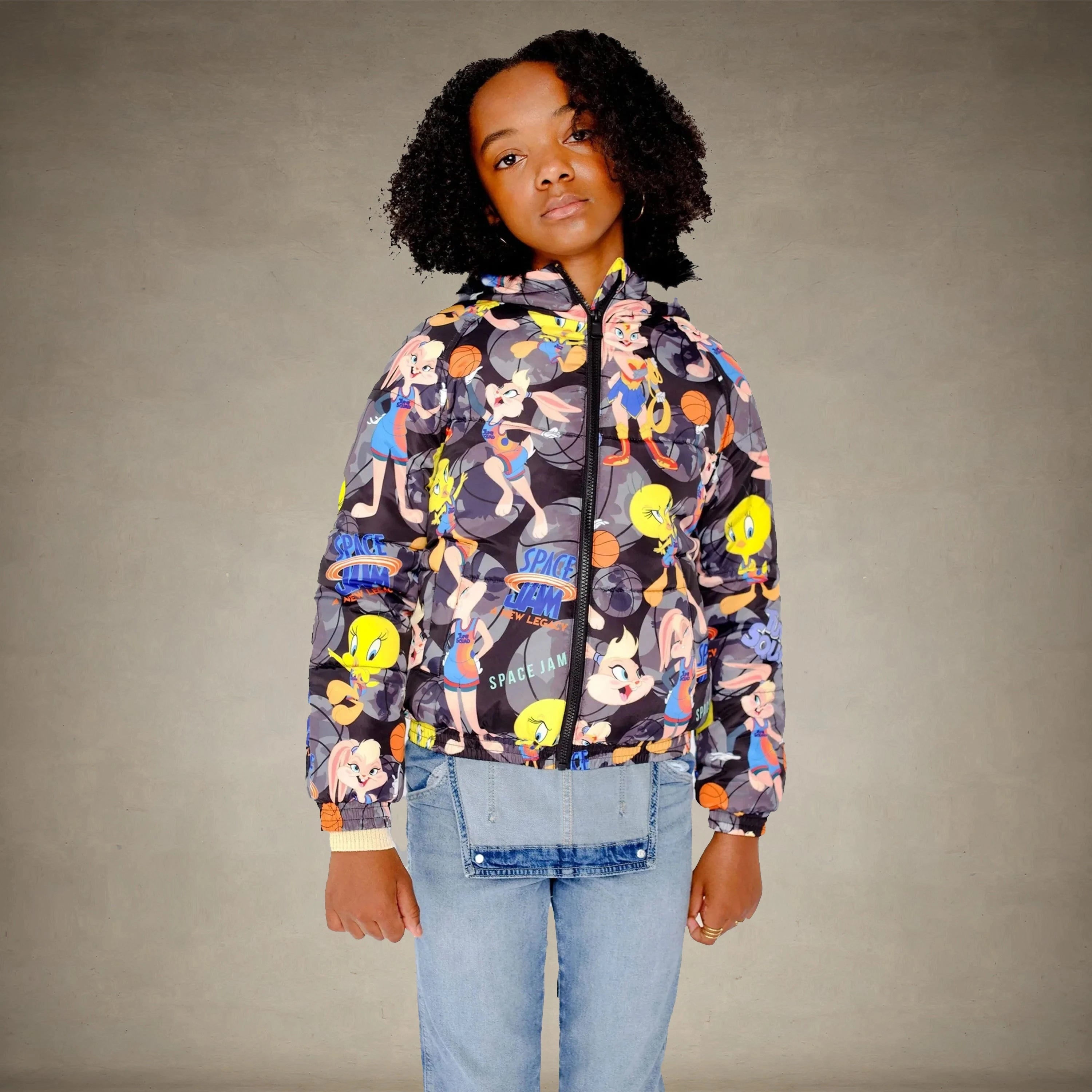 Girl's Heavy Quilted Puffer in New Looney Mash Jacket - FINAL SALE Girl's Jacket Members Only® 