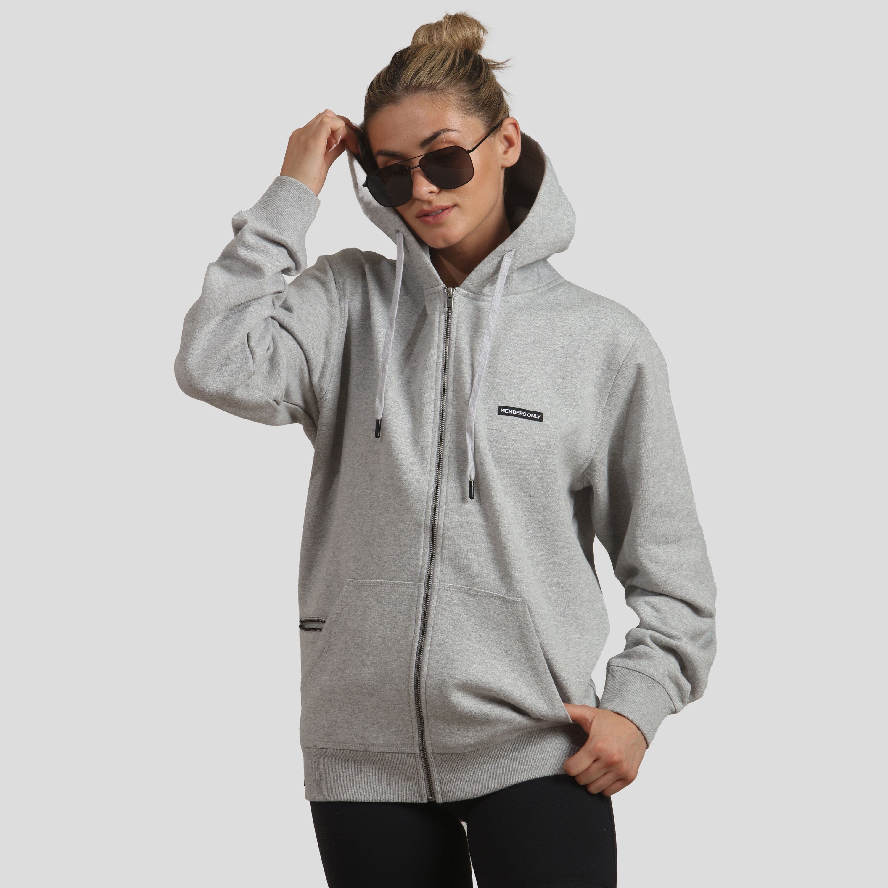 Oversized zip-up fleece hoodie