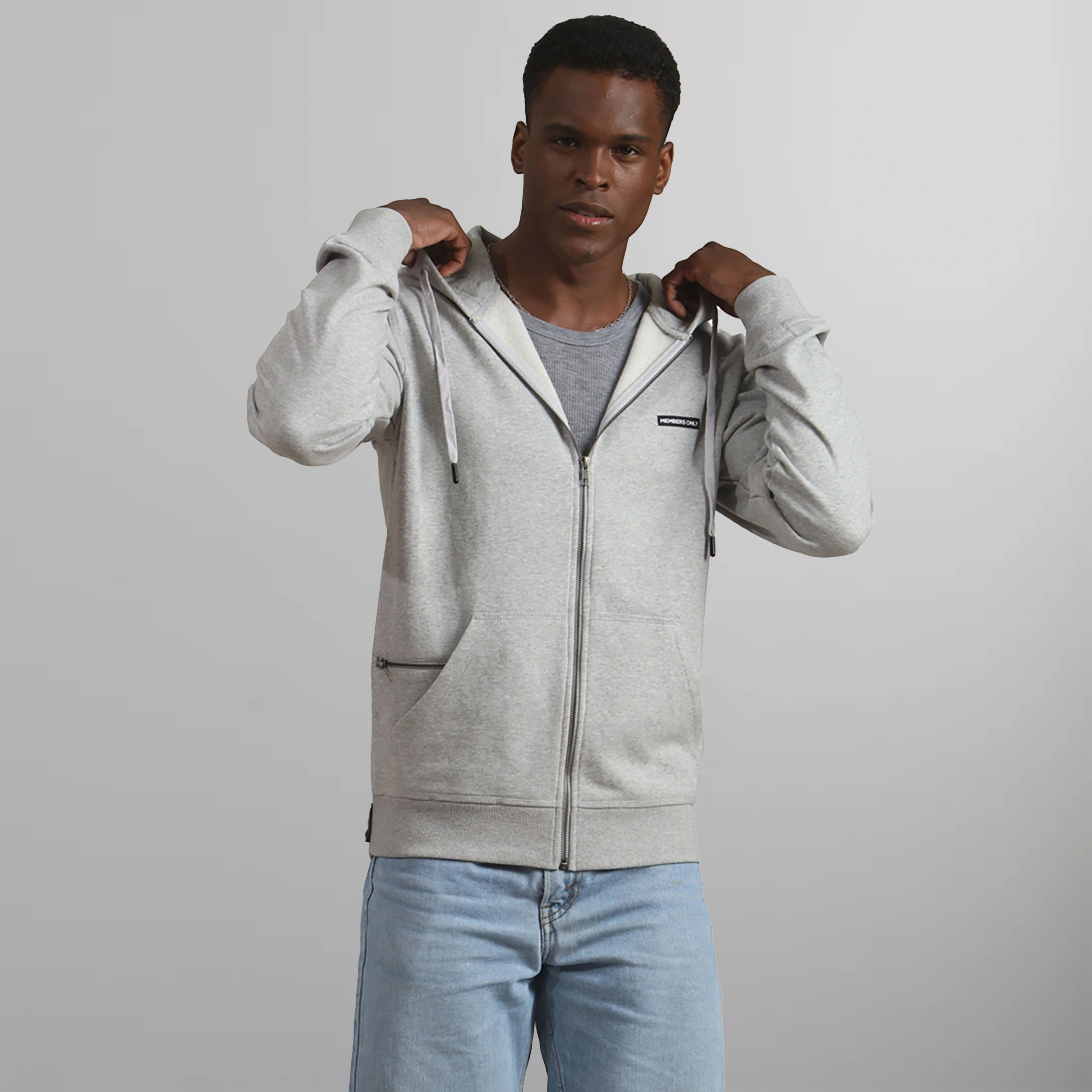 Men's Brooklyn Zip-Up Hoodie Men's hoodies & sweatshirts Members Only Grey Small 