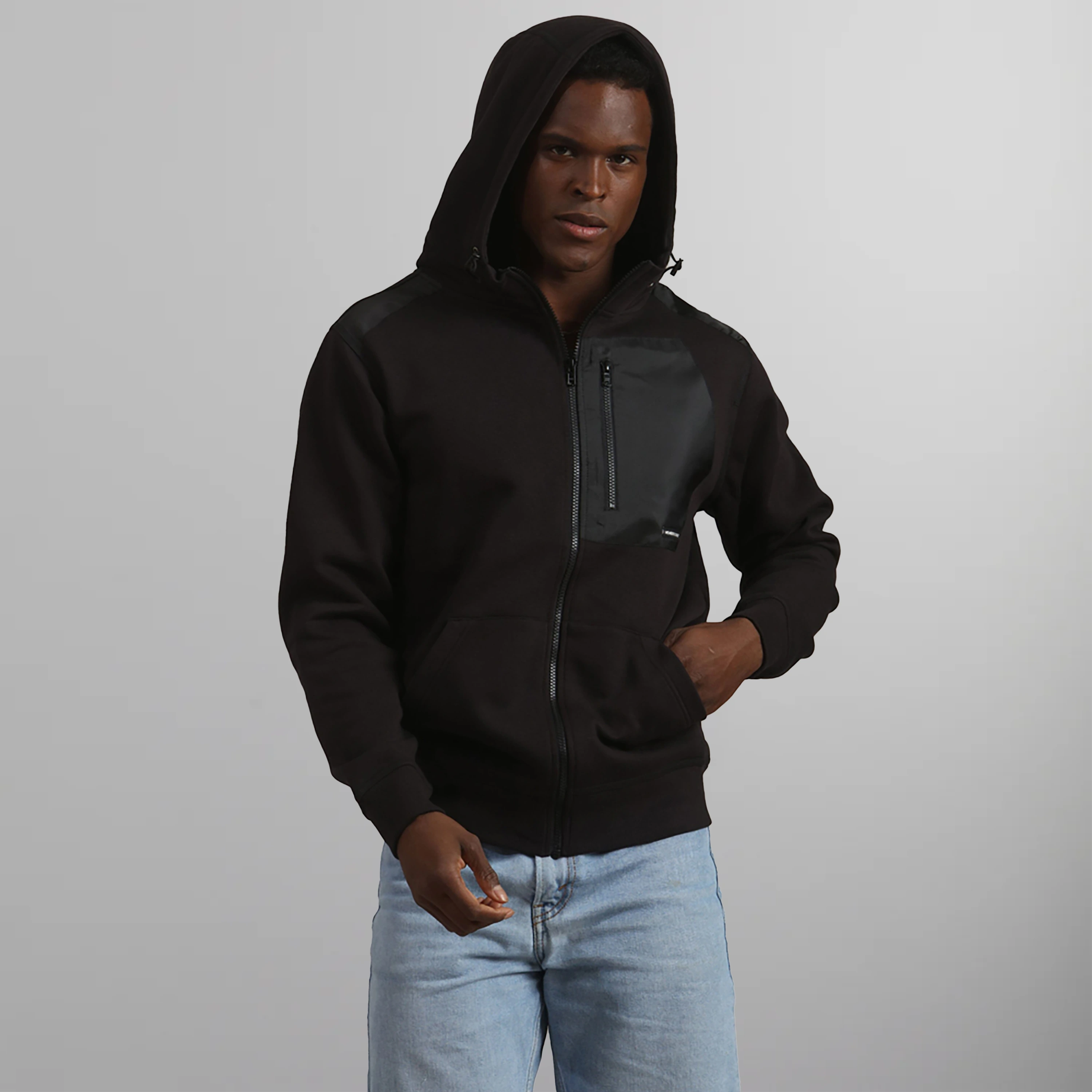 Black zip up hoodie mens online