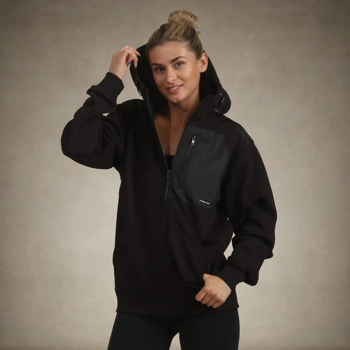 ★DRAWFIT WOMEN★ Shirring zip-up windbreaker ONYX BLACK DFW MH29109-Women_s-1_437b8f73-