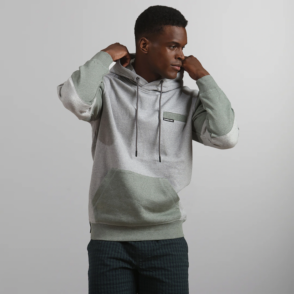 Members Only Drew Colorblock Hooded Sweatshirt for Men Charcoal
