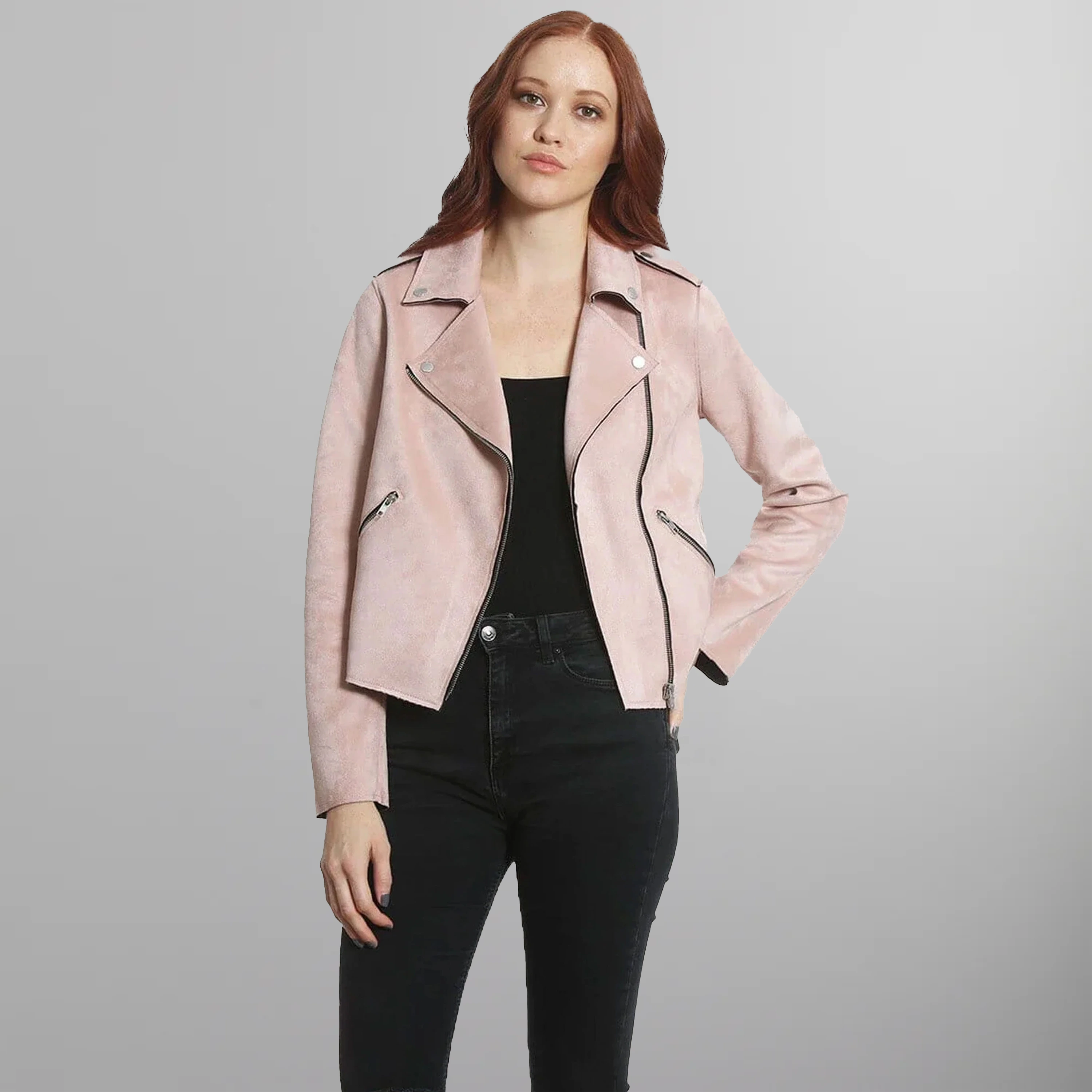 Pink faux suede moto jacket best sale