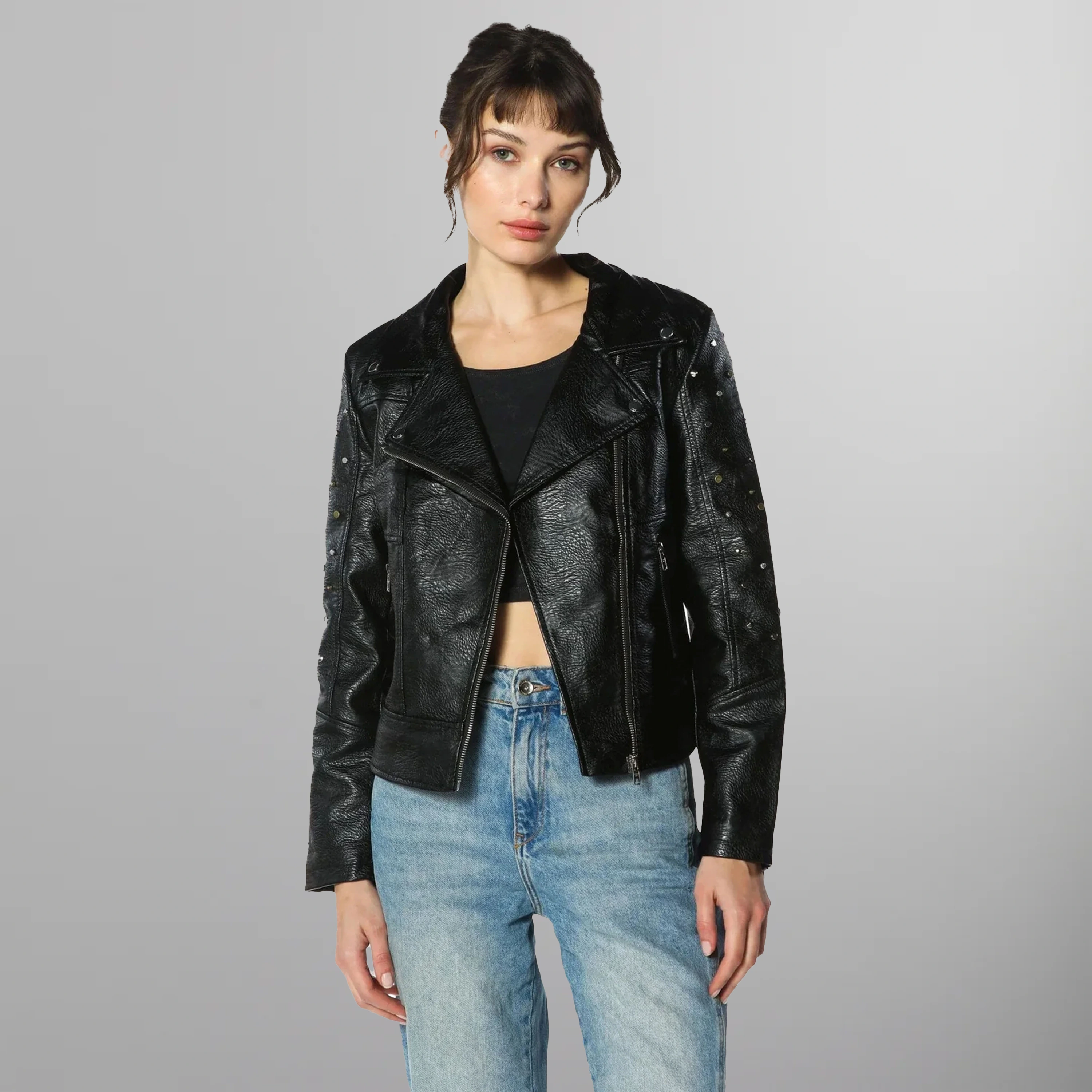 Only leather biker jacket best sale