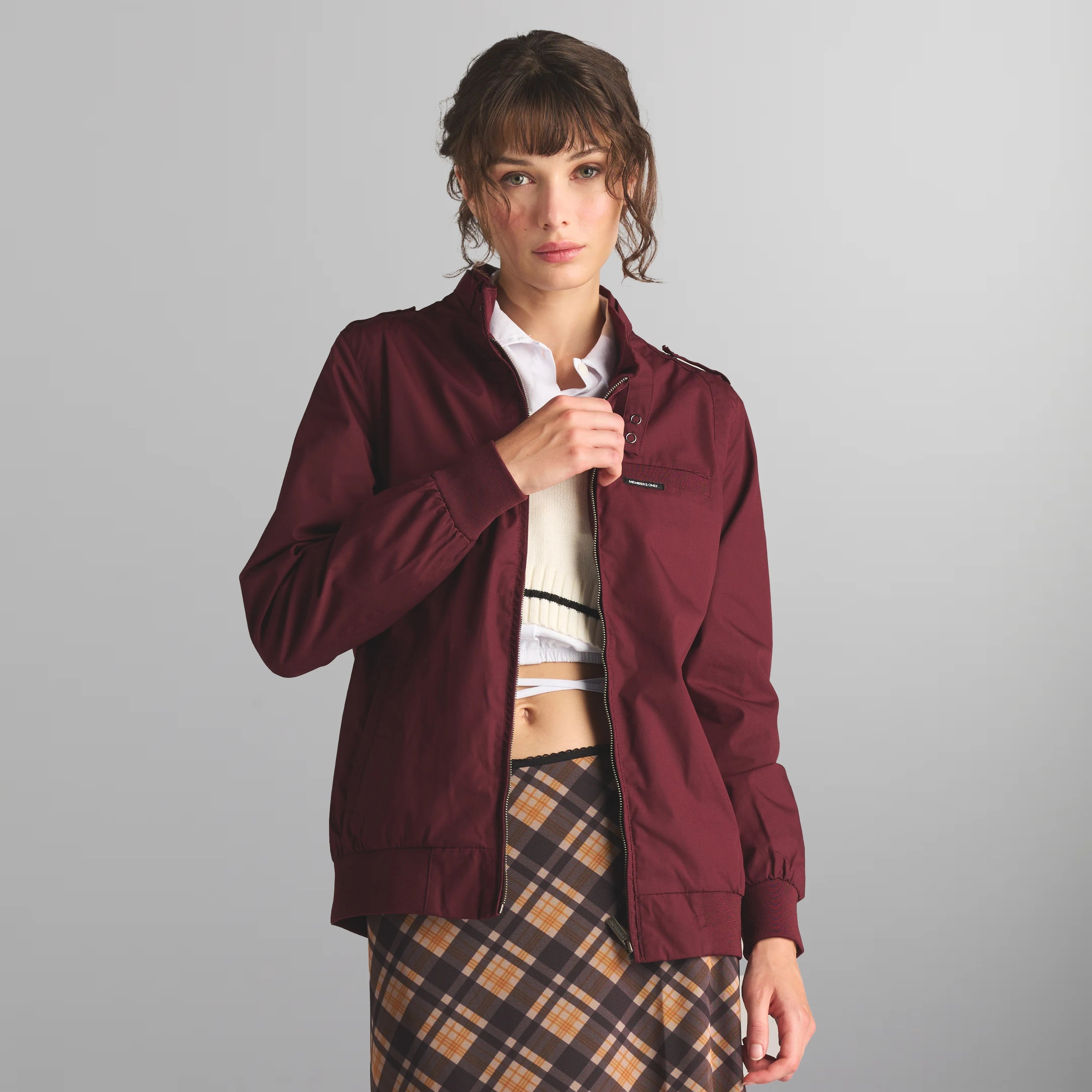 Women's Classic Iconic Racer Jacket (Slim Fit) Women's Iconic Jacket Members Only | Burgundy