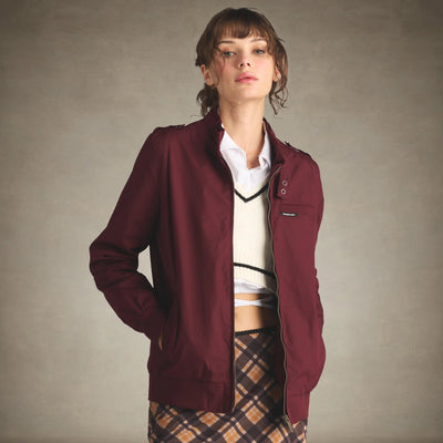 Women's Classic Iconic Racer Jacket (Slim Fit) Women's Iconic Jacket Members Only® Burgundy X-Small 