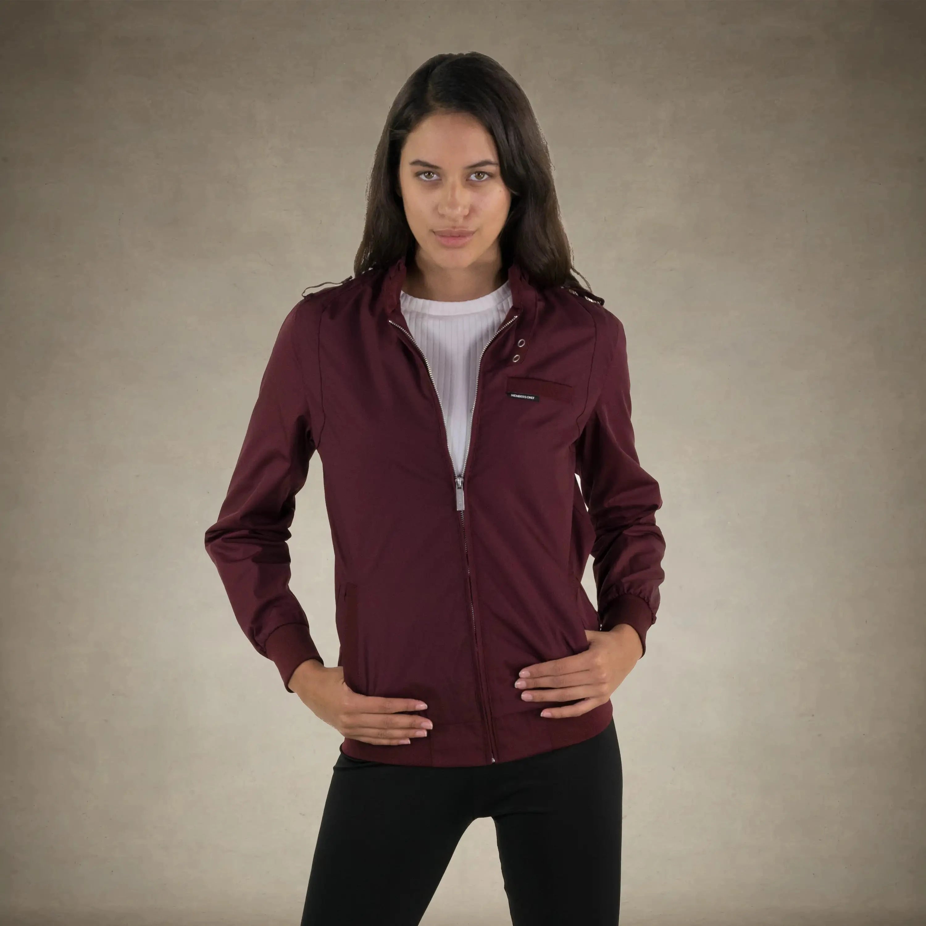 Women's Classic Iconic Racer Jacket (Slim Fit) Women's Iconic Jacket Members Only® Burgundy X-Small 