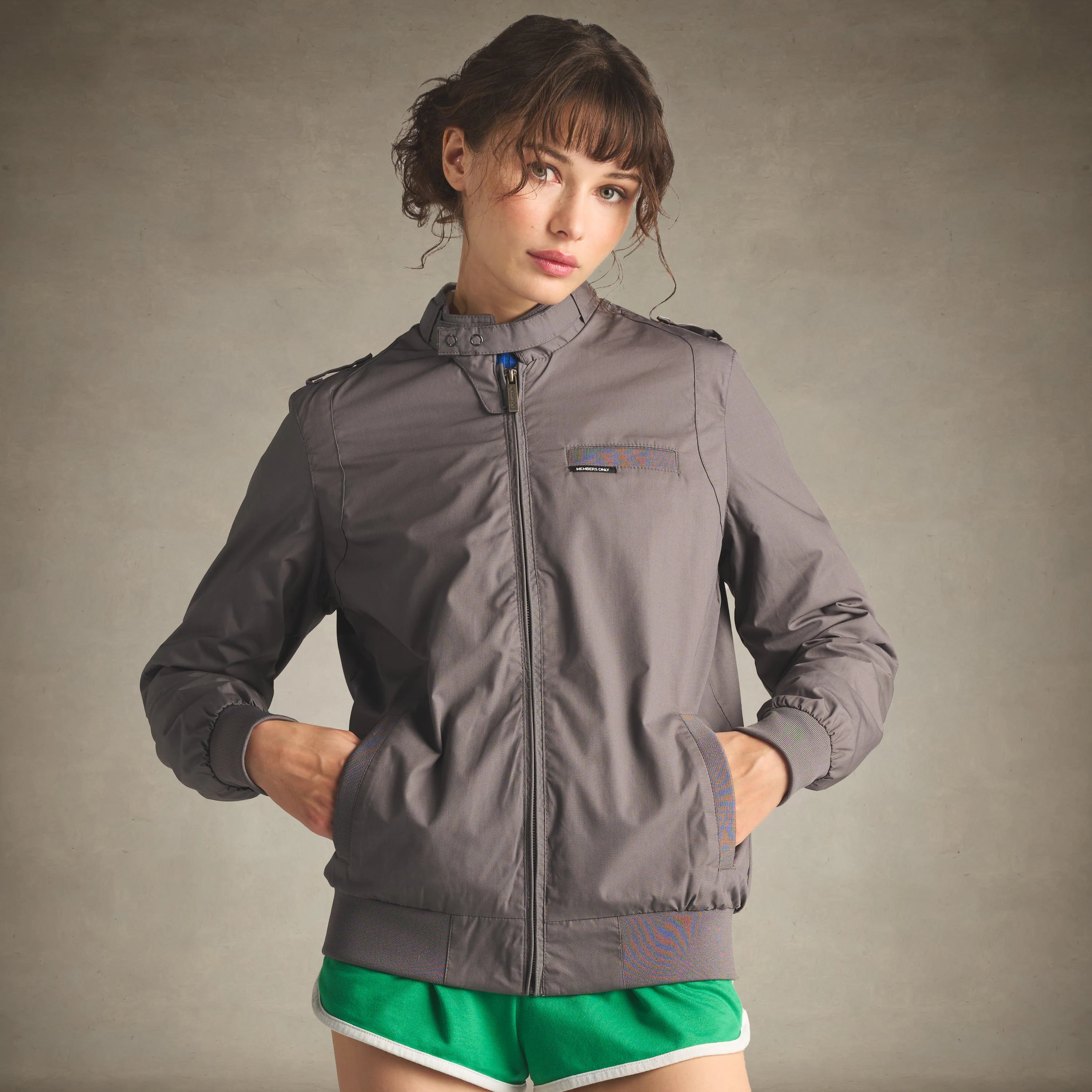 Women's Classic Iconic Racer Jacket (Slim Fit) Women's Iconic Jacket Members Only® Grey X-Small 