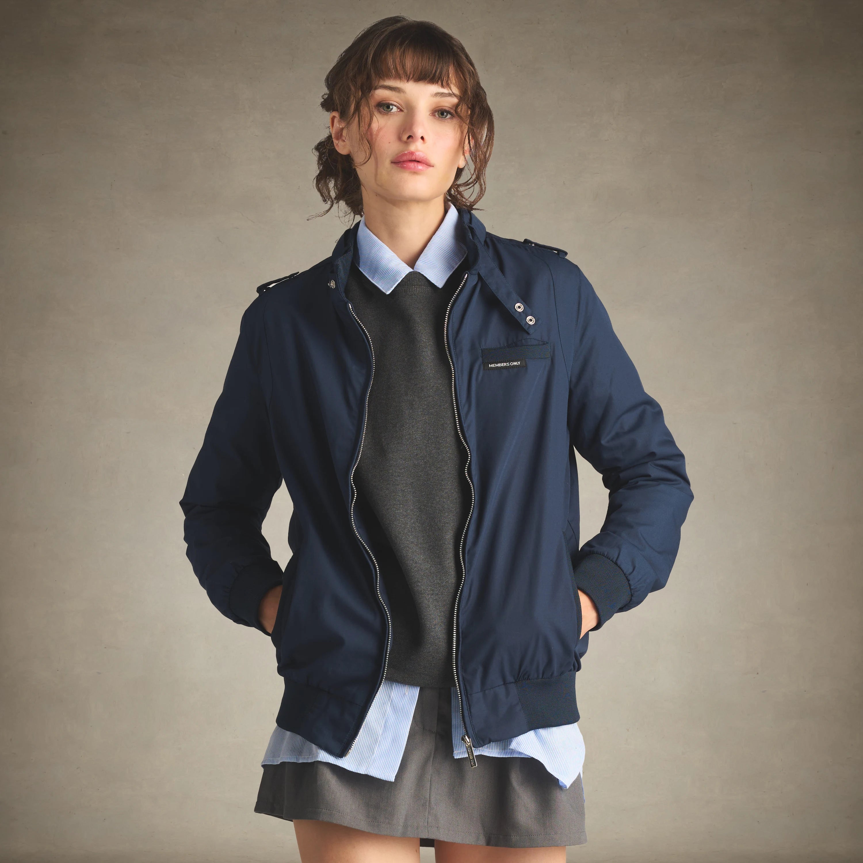 Women's Classic Iconic Racer Jacket (Slim Fit) Women's Iconic Jacket Members Only® Navy X-Small 