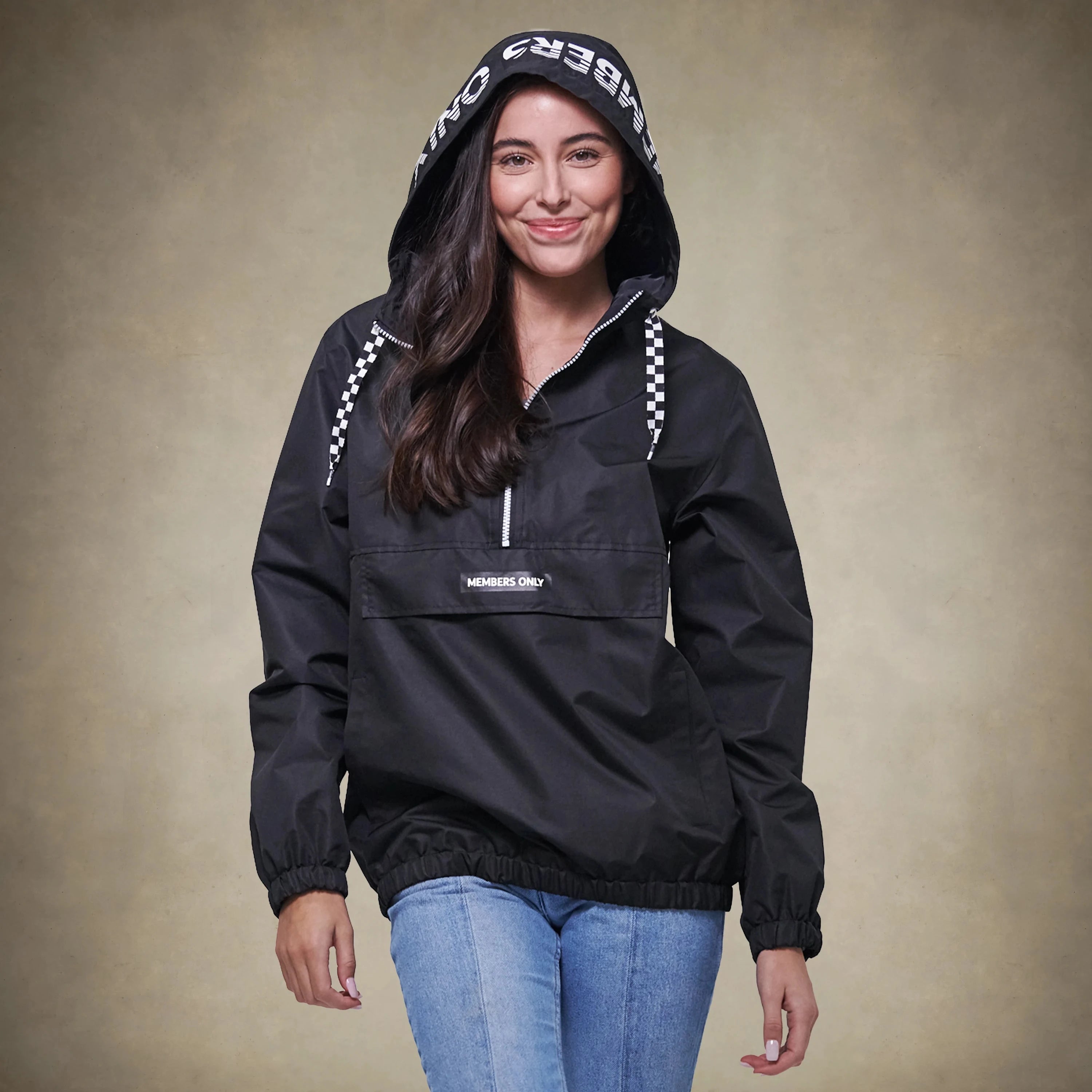 Women's Poly Taslon Pullover Jacket with hood - FINAL SALE Womens Jacket Members Only® Black Small 