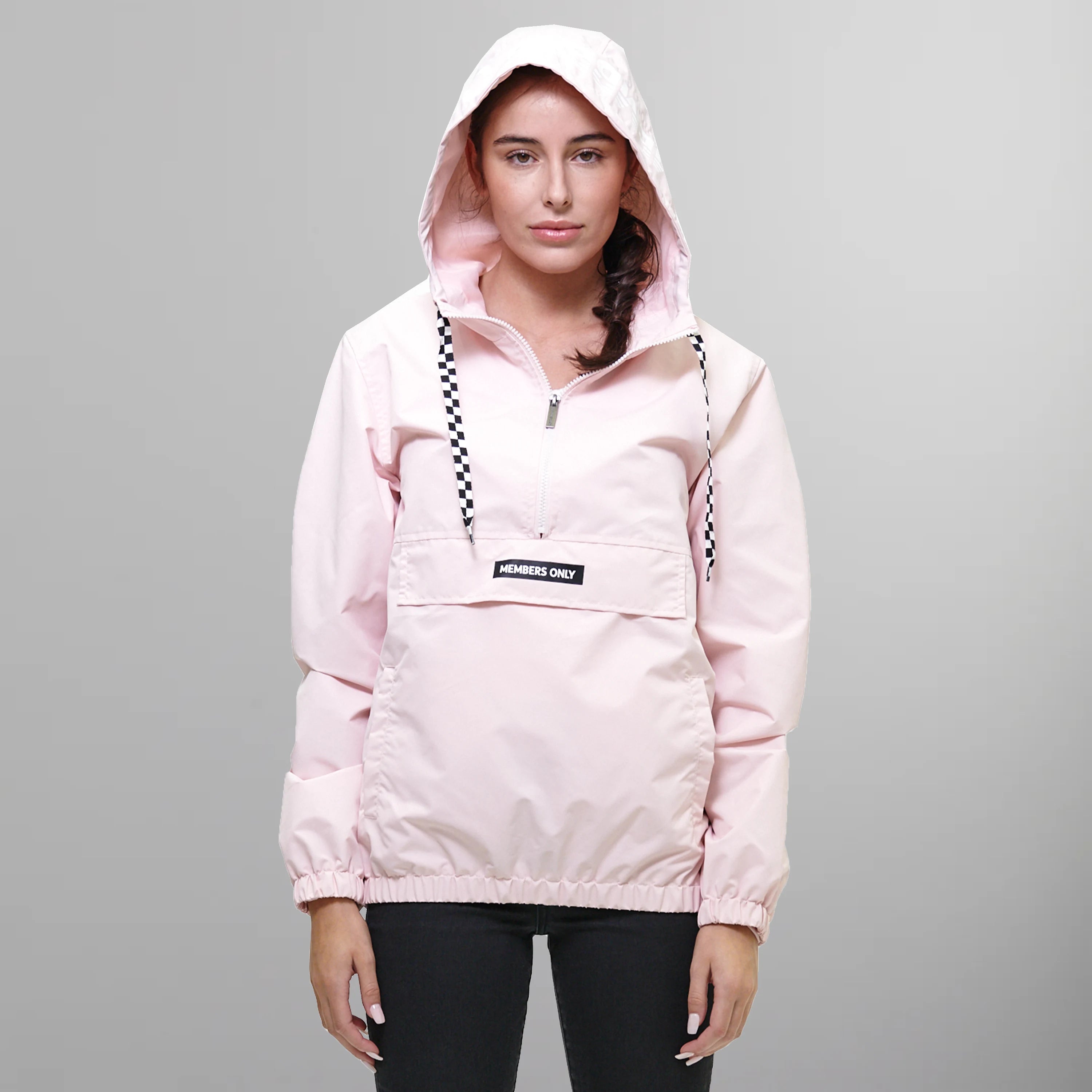 Women's Poly Taslon Pullover Jacket with hood - FINAL SALE Womens Jacket Members Only Pink X-Small 