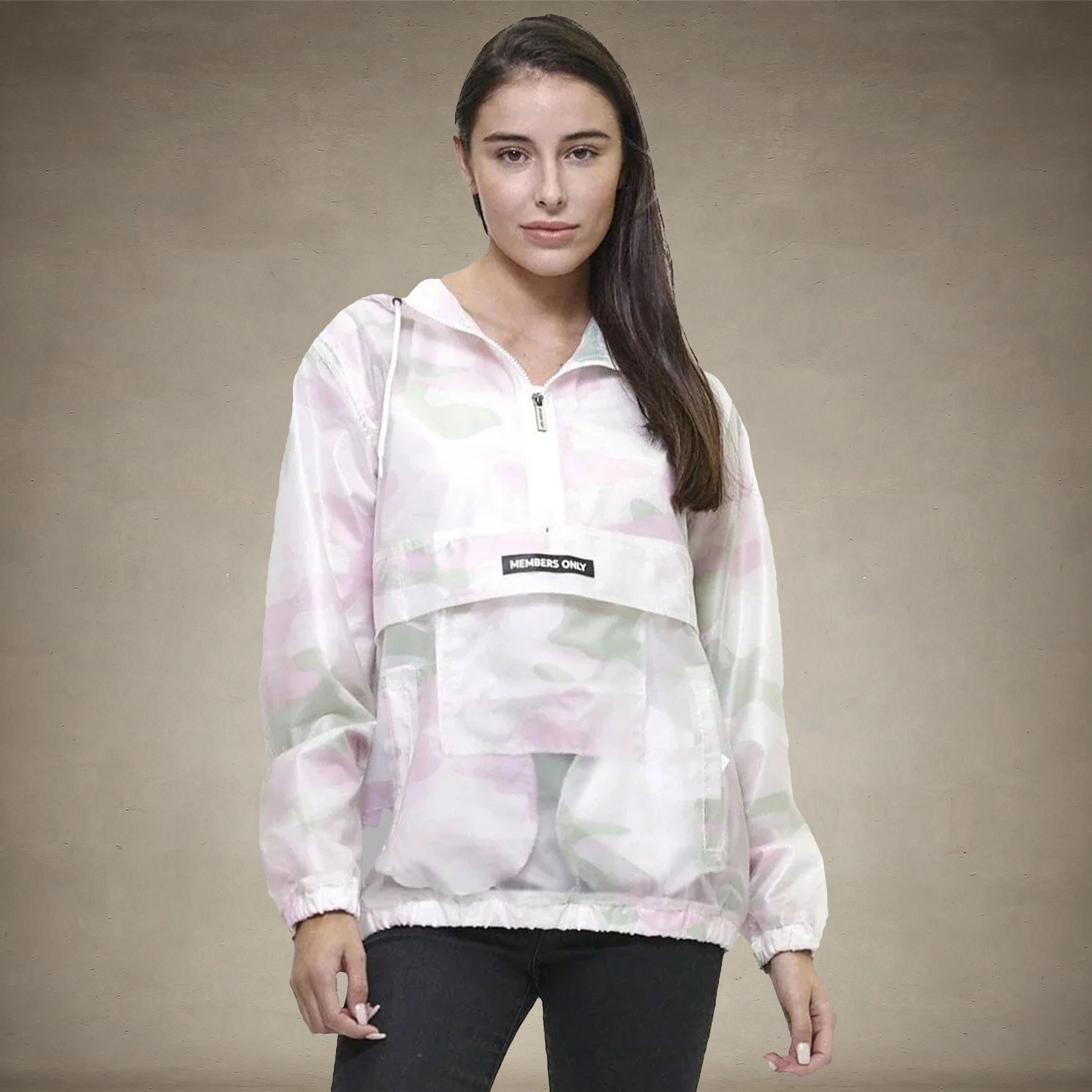 Women's Translucent Pullover Jacket with hood - FINAL SALE Womens Jacket Members Only® Pink Camo X-Small 