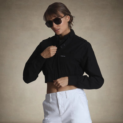 Women's Mini Cropped Racer Jacket Women's Iconic Jacket Members Only® Black X-Small 