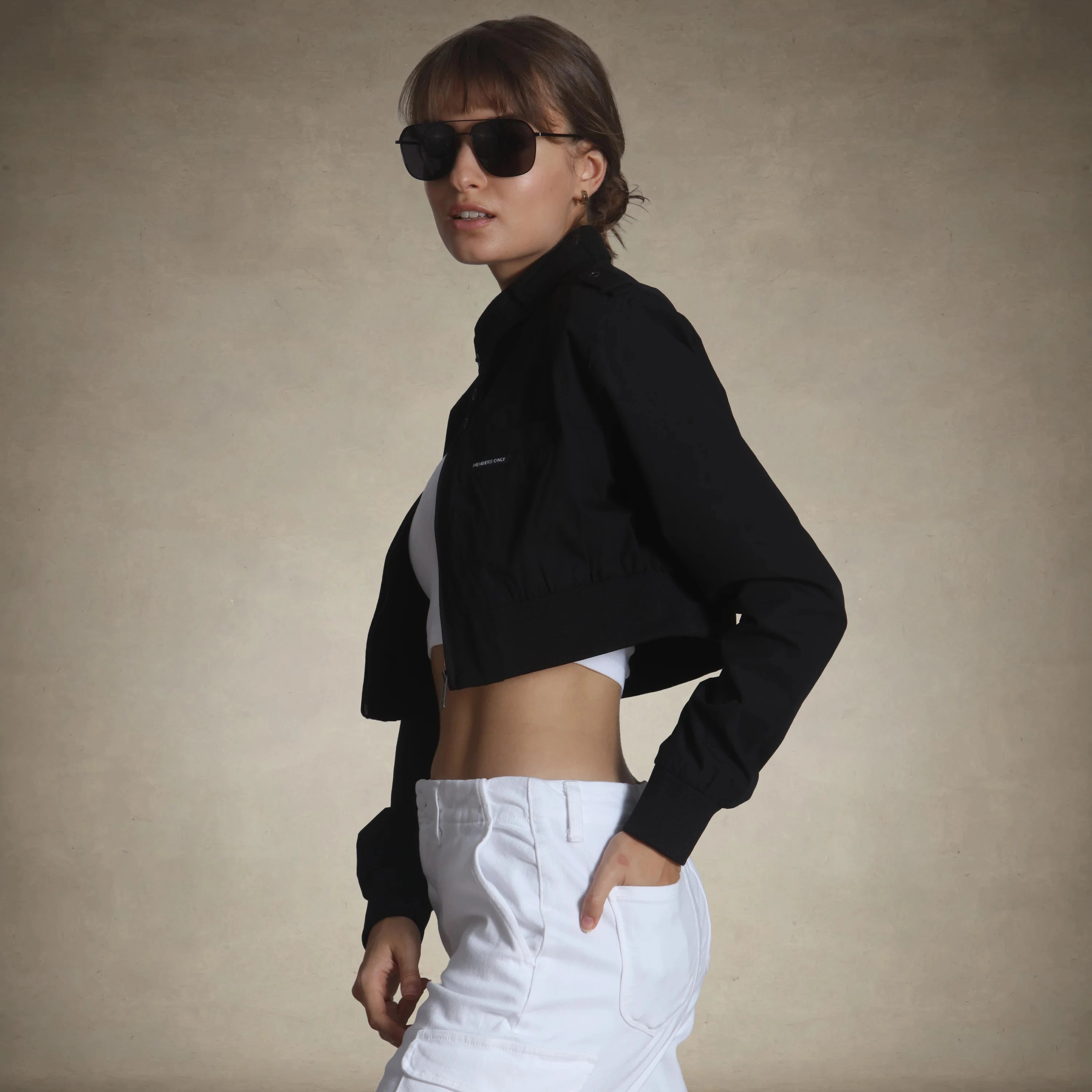 Women's Mini Cropped Racer Jacket Women's Iconic Jacket Members Only® 