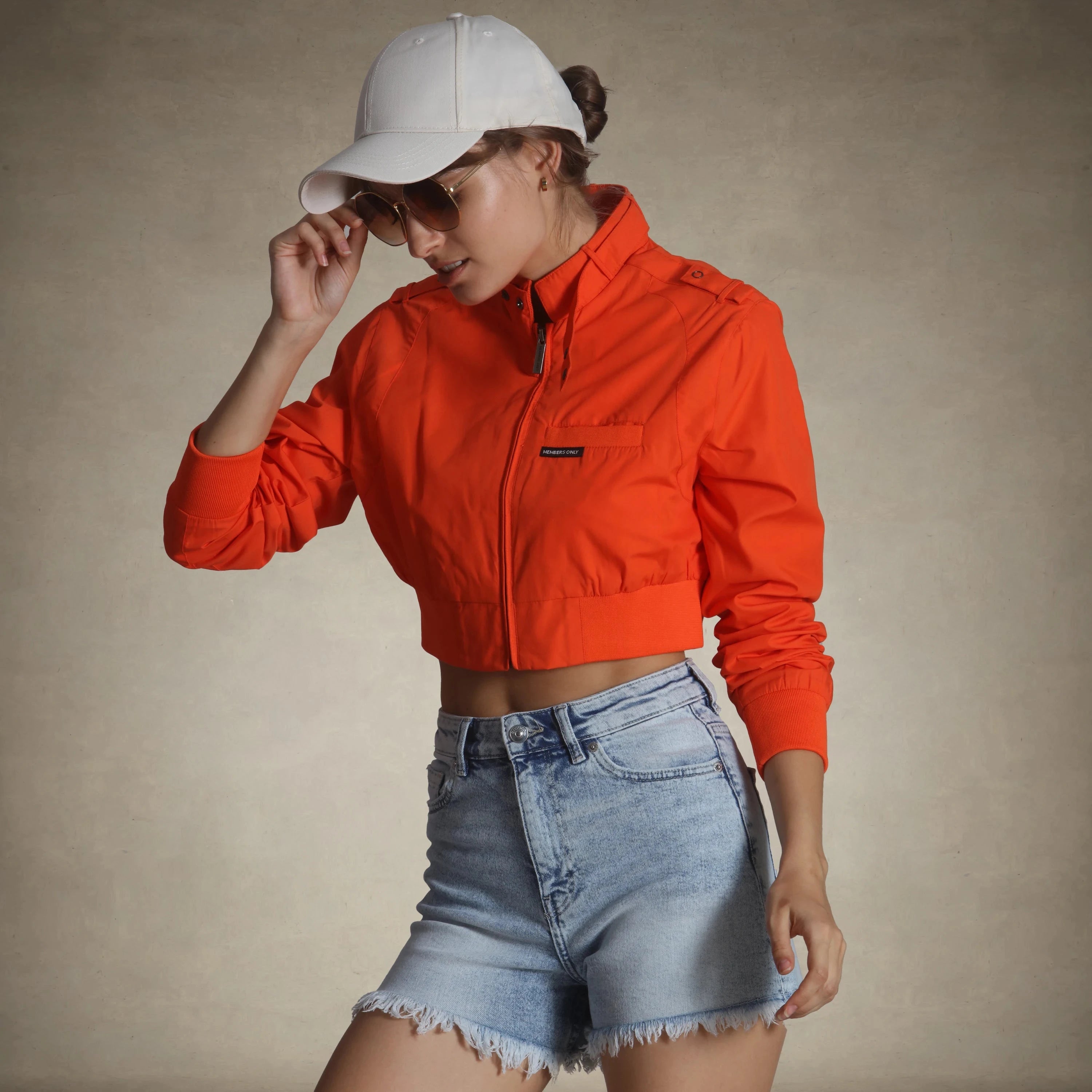 Women's Mini Cropped Racer Jacket Women's Iconic Jacket Members Only® Orange X-Small 