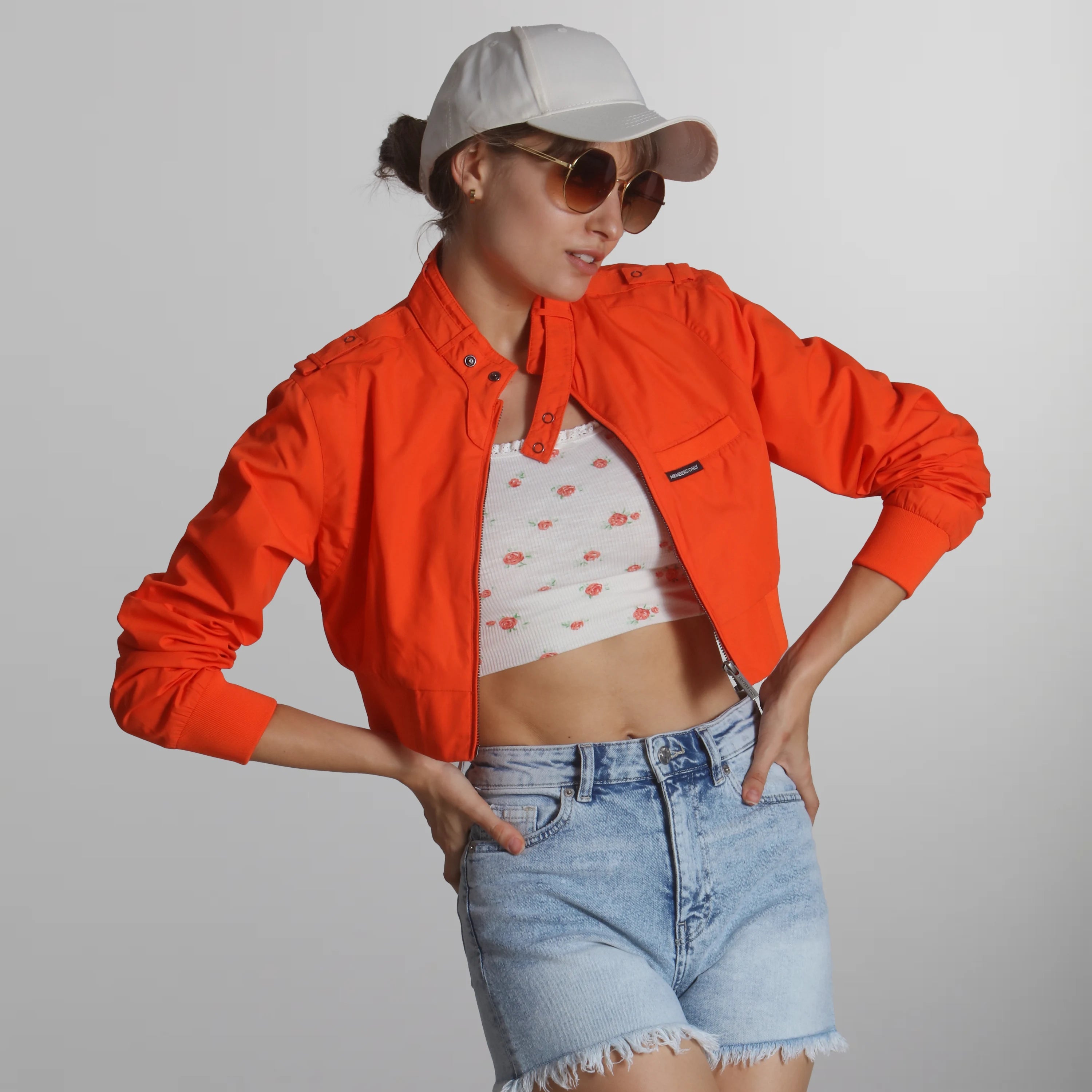 Women's Mini Cropped Racer Jacket Women's Iconic Jacket Members Only | Orange