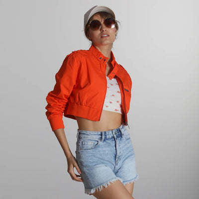 Women's Mini Cropped Racer Jacket Women's Iconic Jacket Members Only | Orange