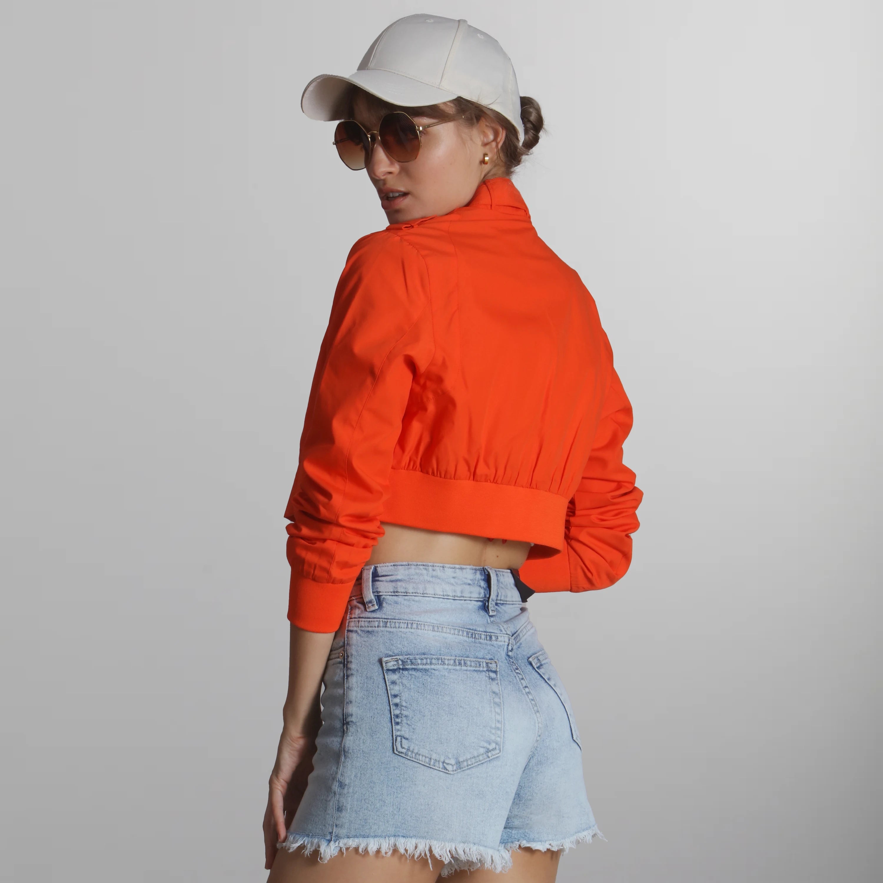 Women's Mini Cropped Racer Jacket Women's Iconic Jacket Members Only | Orange