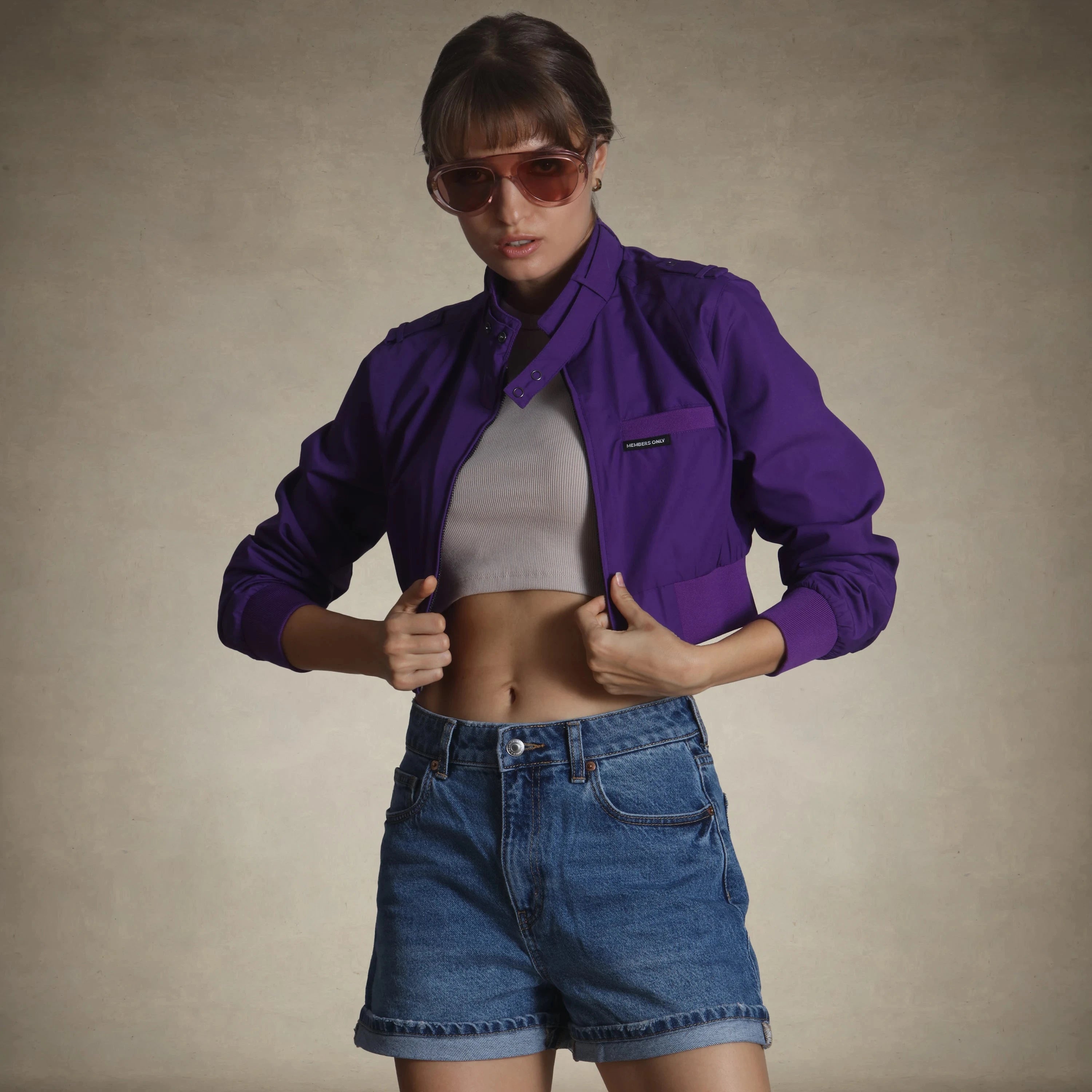 Women's Mini Cropped Racer Jacket Women's Iconic Jacket Members Only® 