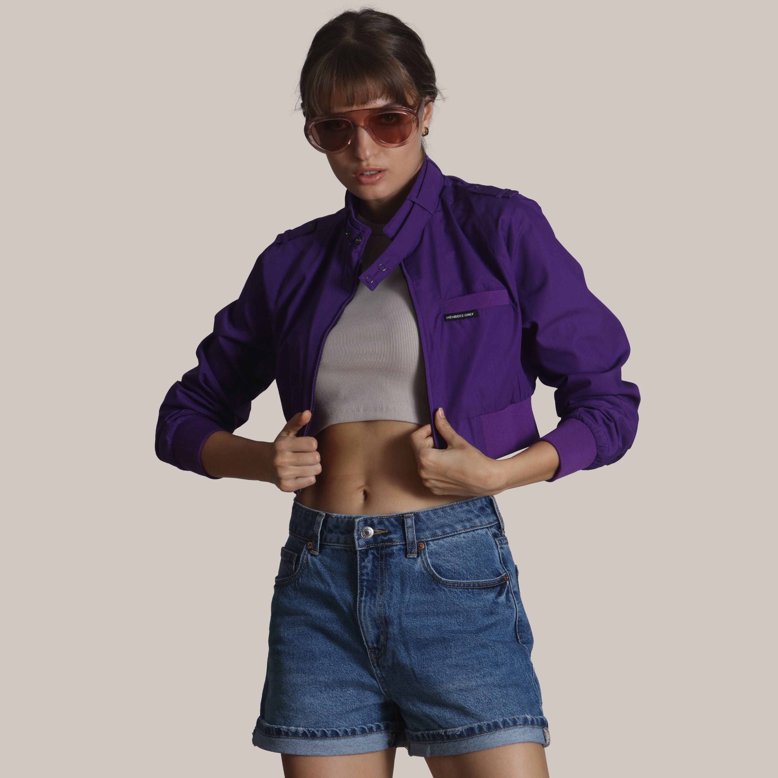 Women's Mini Cropped Racer Jacket Members Only 