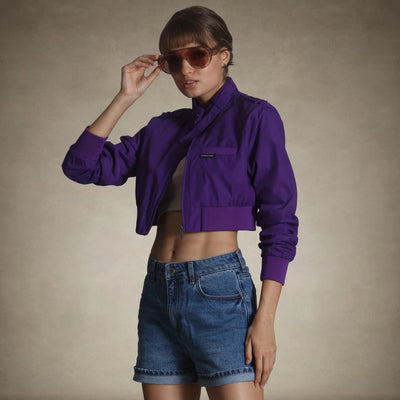 Women's Mini Cropped Racer Jacket Women's Iconic Jacket Members Only® Purple X-Small 