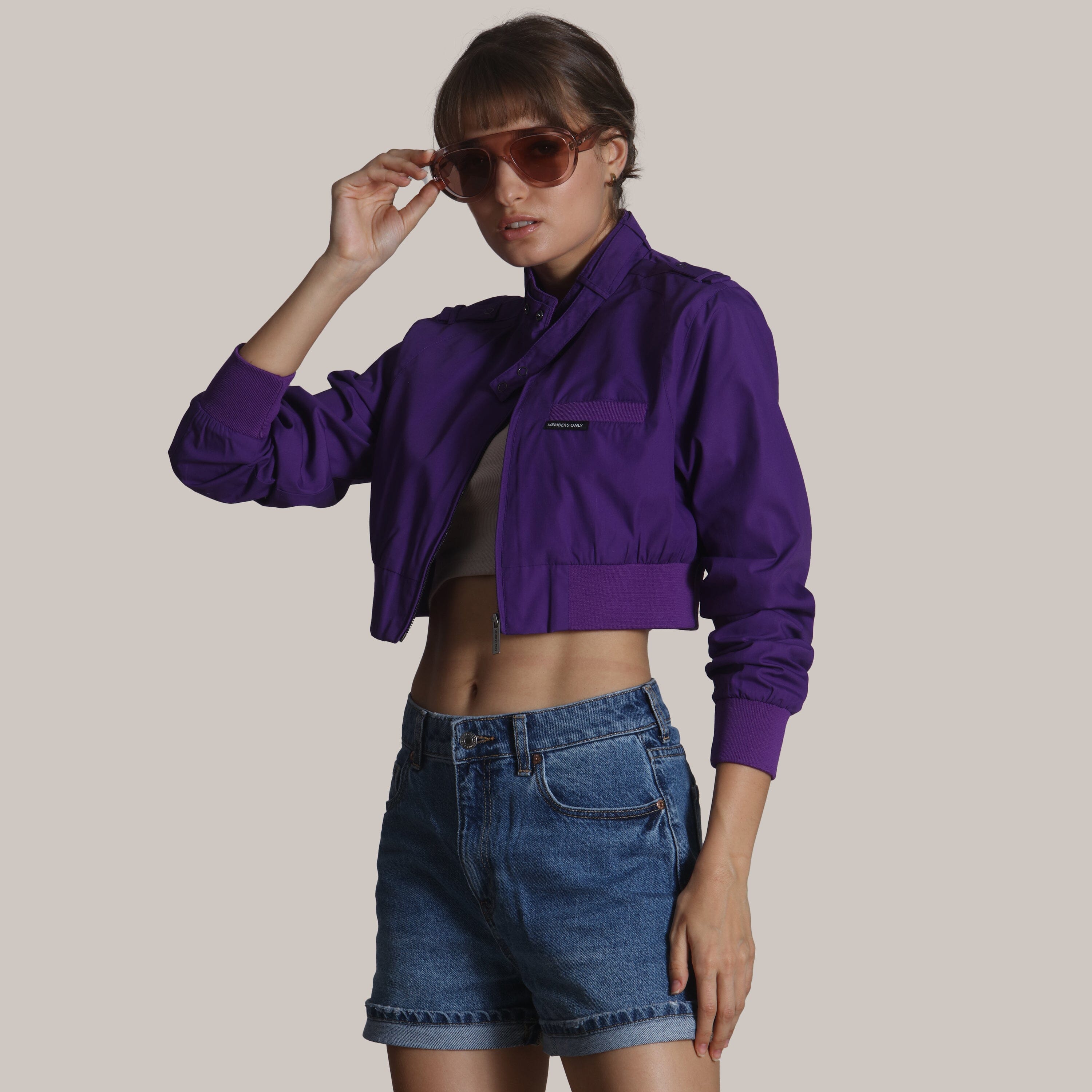 Women's Mini Cropped Racer Jacket Members Only 