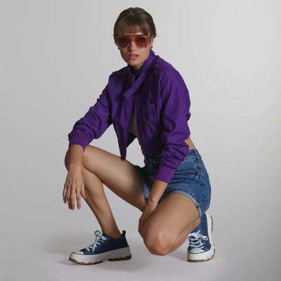 Women's Mini Cropped Racer Jacket Women's Iconic Jacket Members Only | Purple