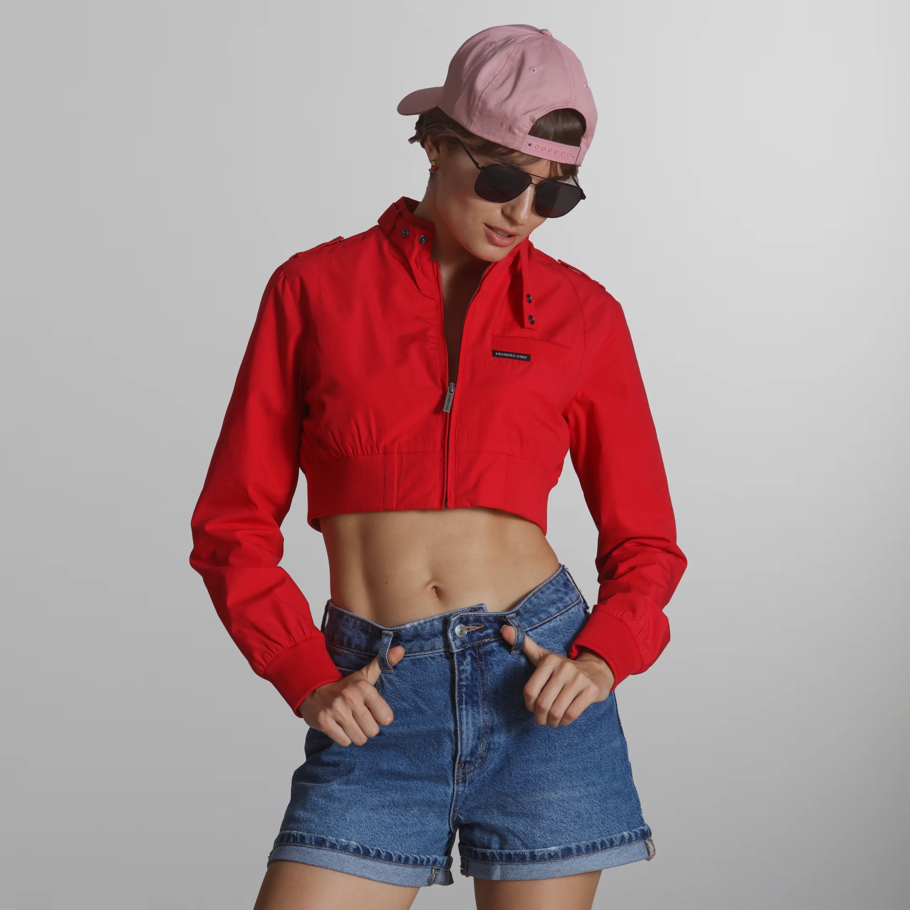 Women's Mini Cropped Racer Jacket Women's Iconic Jacket Members Only | Red