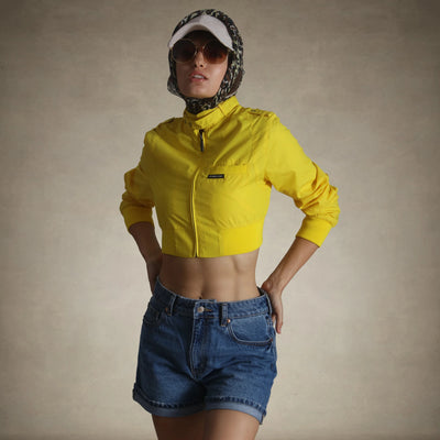 Women's Mini Cropped Racer Jacket Women's Iconic Jacket Members Only® Yellow X-Small 