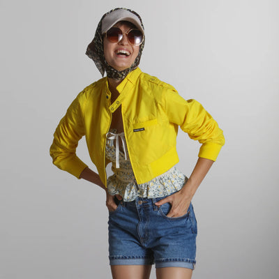 Women's Mini Cropped Racer Jacket Women's Iconic Jacket Members Only | Yellow