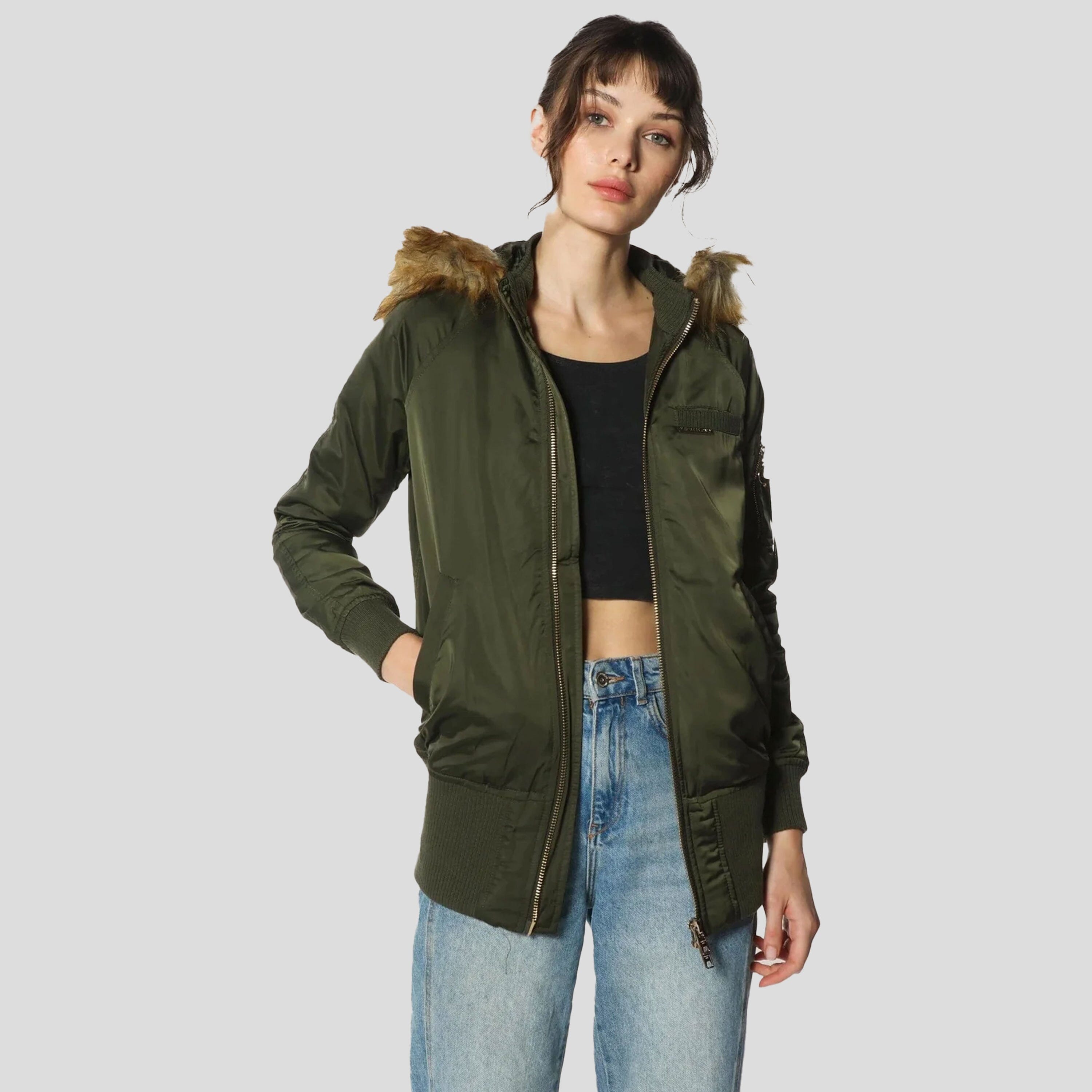 Women's Elongated Bomber Jacket - FINAL SALE Bomber Jacket Members Only 