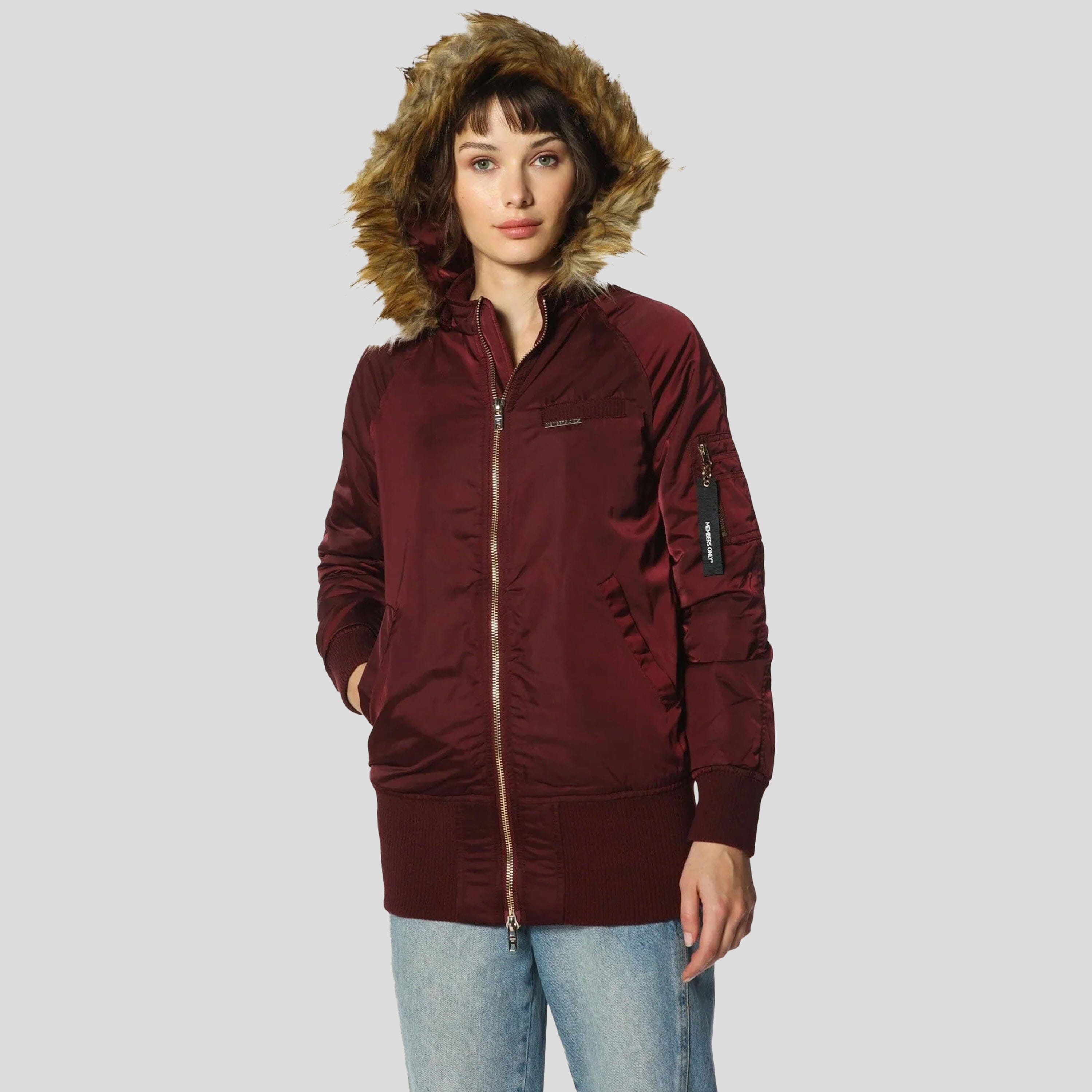 Women's Elongated Bomber Jacket - FINAL SALE Bomber Jacket Members Only 