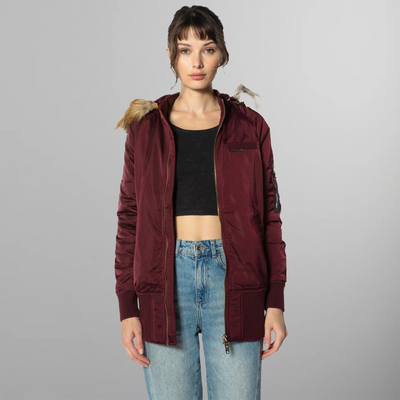 Women's Elongated Bomber Jacket - FINAL SALE Bomber Jacket Members Only Burgundy X-Small 