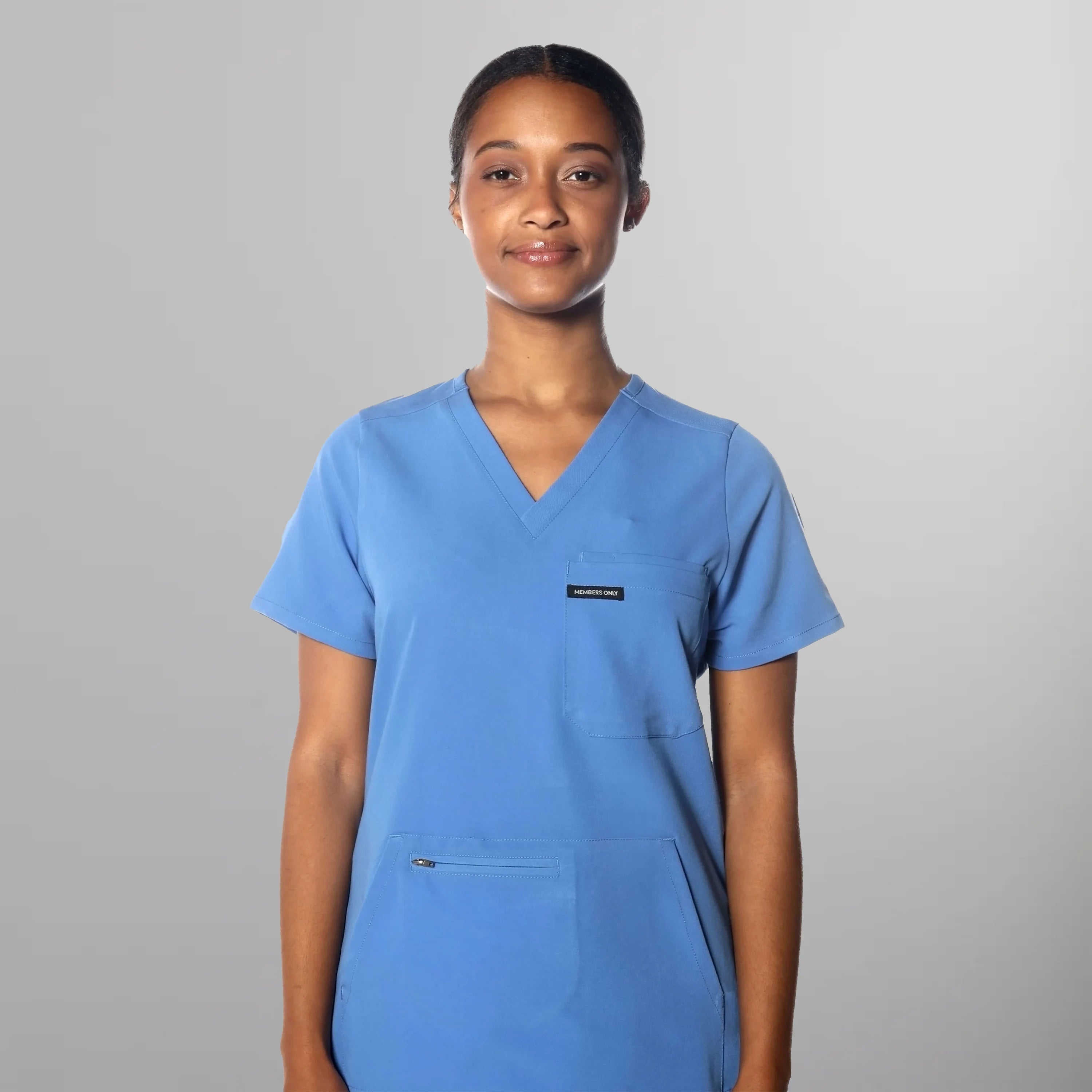 Cordoba 5-Pocket Scrub Top Womens Scrub Top Members Only Ceil Blue X-Small 