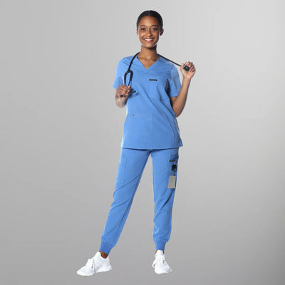 Cordoba 5-Pocket Scrub Top Womens Scrub Top Members Only | Ceil Blue