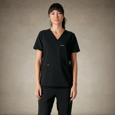 Cordoba 5-Pocket Scrub Top Womens Scrub Top Members Only® Black X-Small 