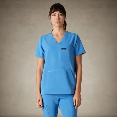 Cordoba 5-Pocket Scrub Top Womens Scrub Top Members Only® Ceil Blue X-Small 