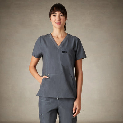 Cordoba 5-Pocket Scrub Top Womens Scrub Top Members Only® Graphite X-Small 