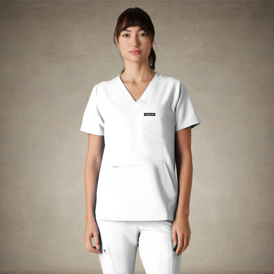 Cordoba 5-Pocket Scrub Top Womens Scrub Top Members Only® White X-Small 