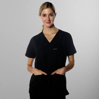 Siena 5-Pocket Scrub Top Womens Scrub Top Members Only Black X-Small 